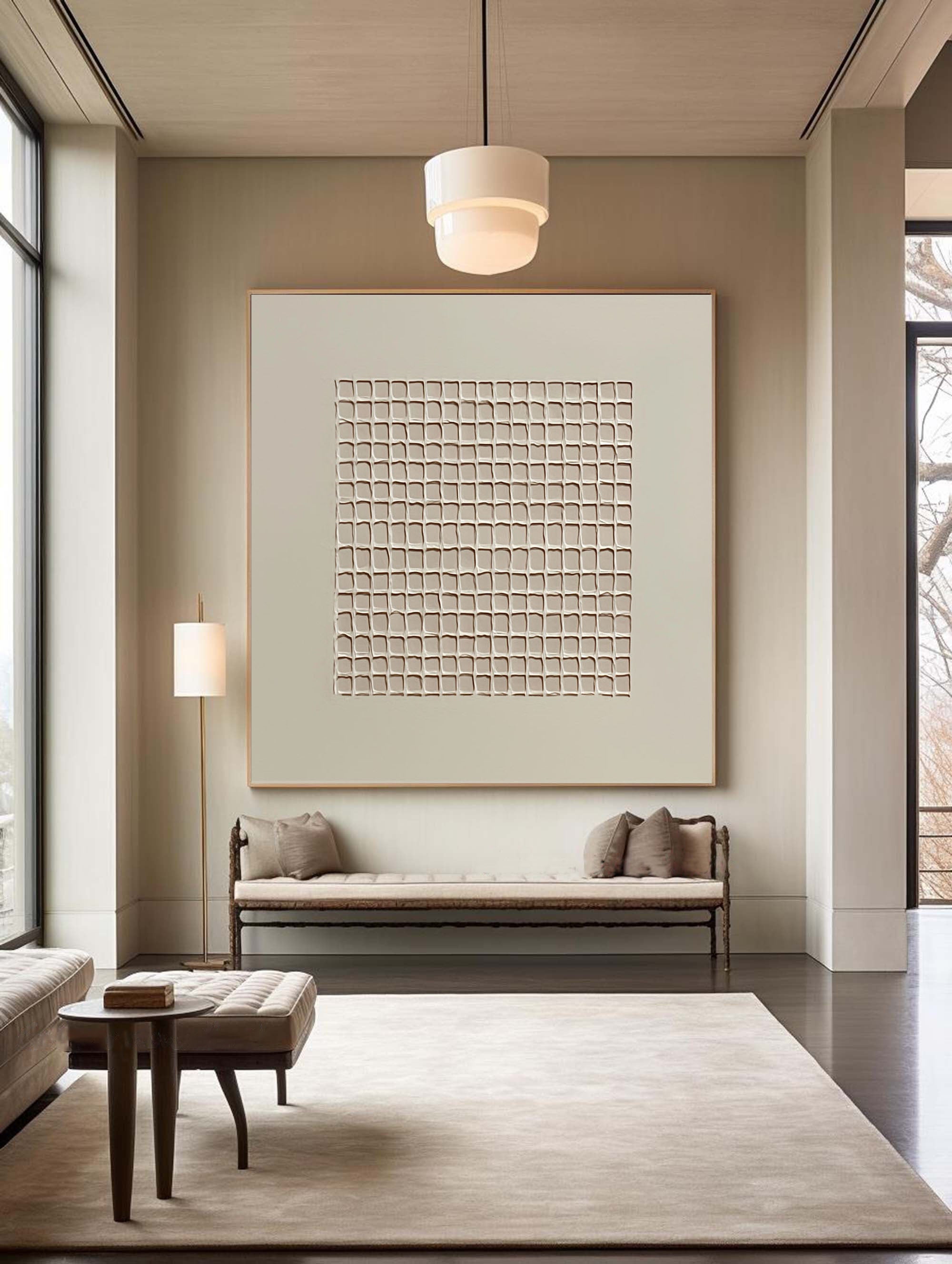 Geometric Beige Texture Canvas Art #WS 006