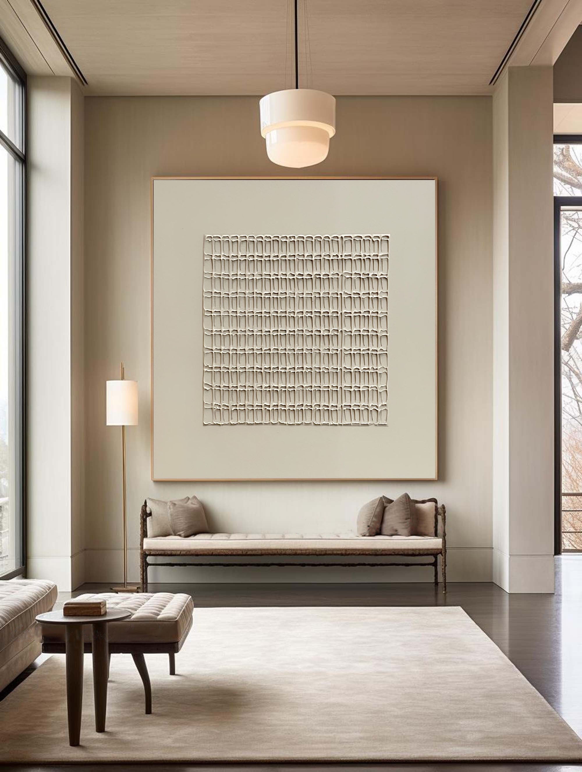 Modern Beige Grid Texture Wabi Sabi Wall Art #WS 008