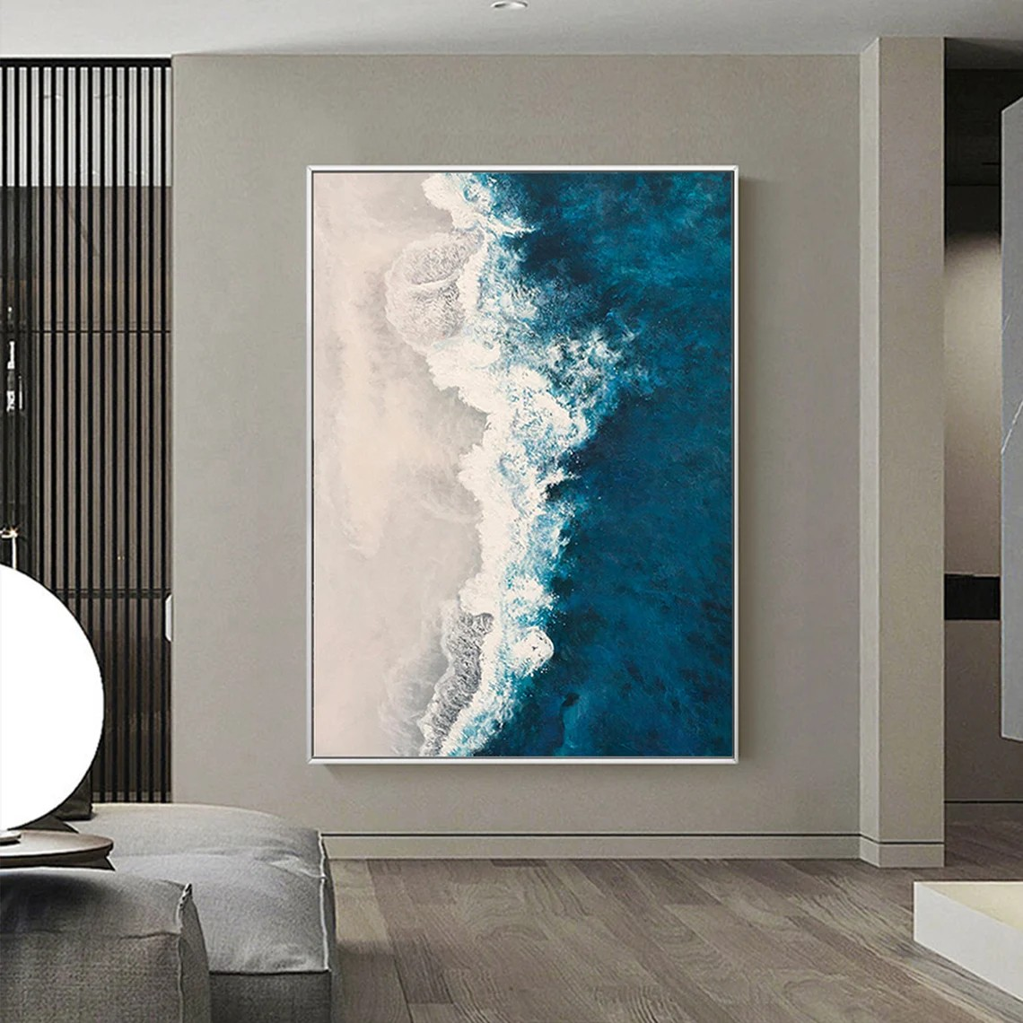 Coastal Wall Art with Deep Blue Ocean and Sand  #BGA 010