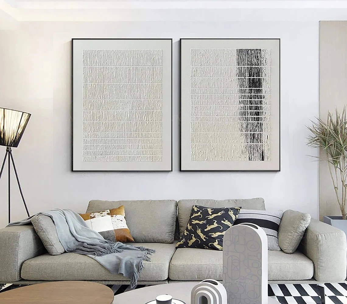 Black and White Linear Abstract Wall Art #BGA 018