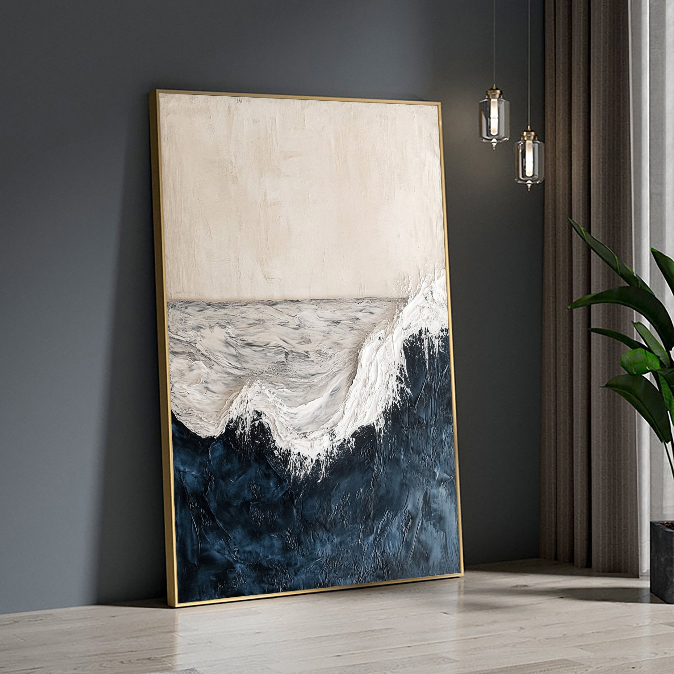 Handcrafted Ocean Wave Painting with Textured 3D Details #BGM 038