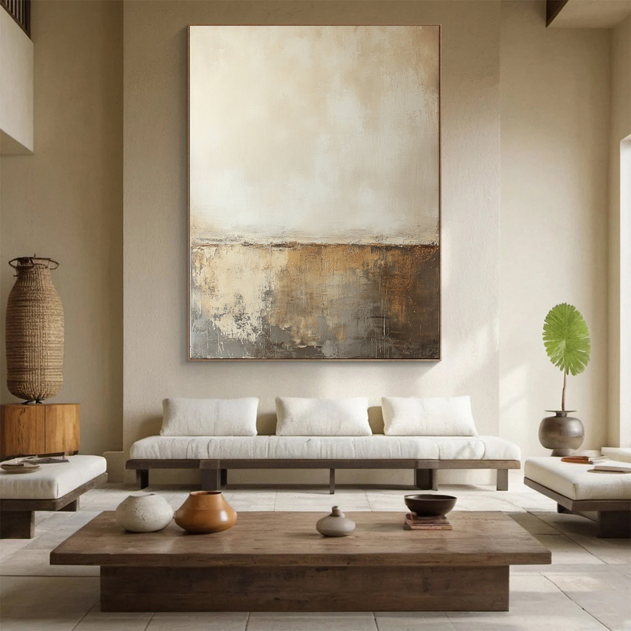 Elegant Decay Abstract Beige Wall Art #BBA 041