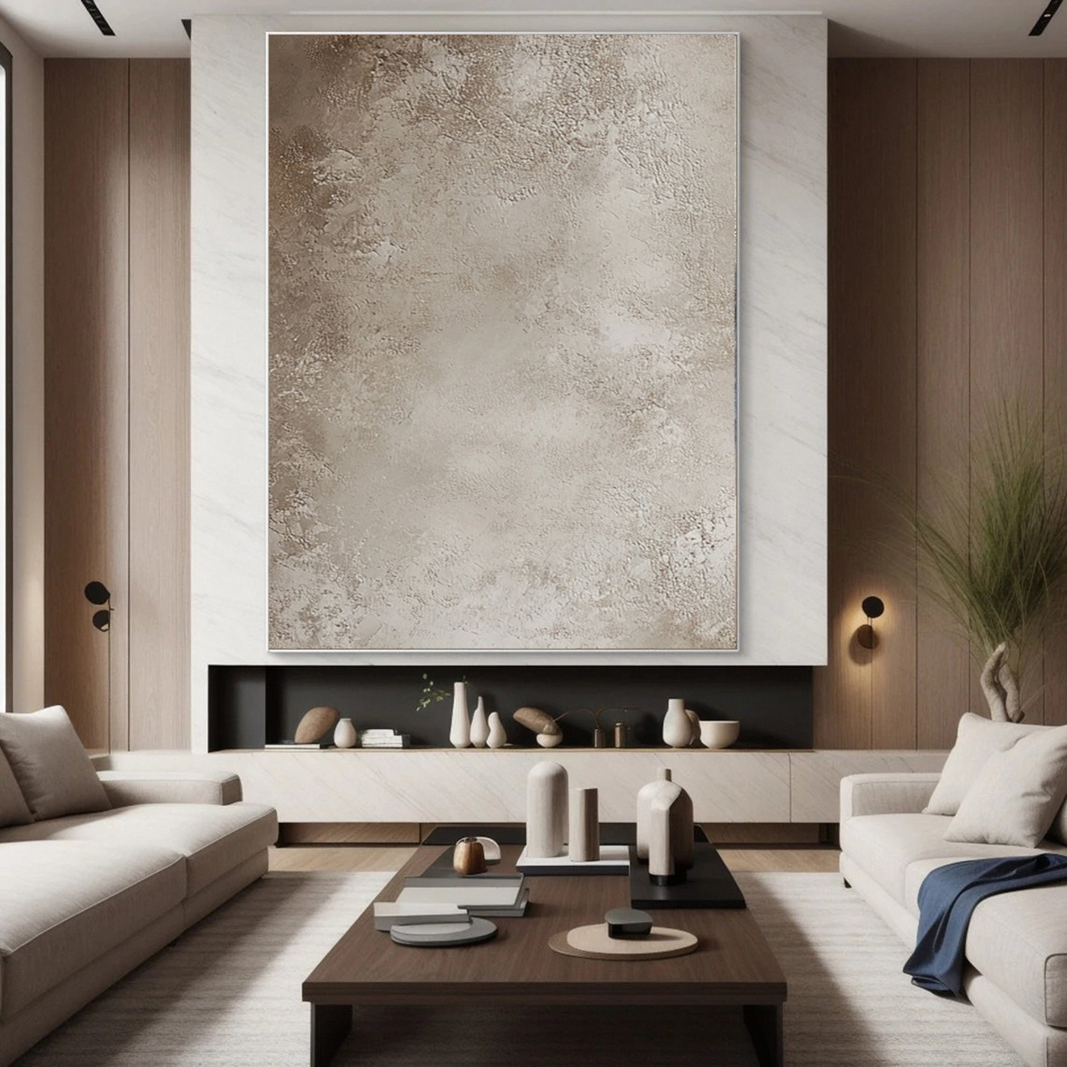 Silent Sands Beige Abstract Canvas Art #BBA 037