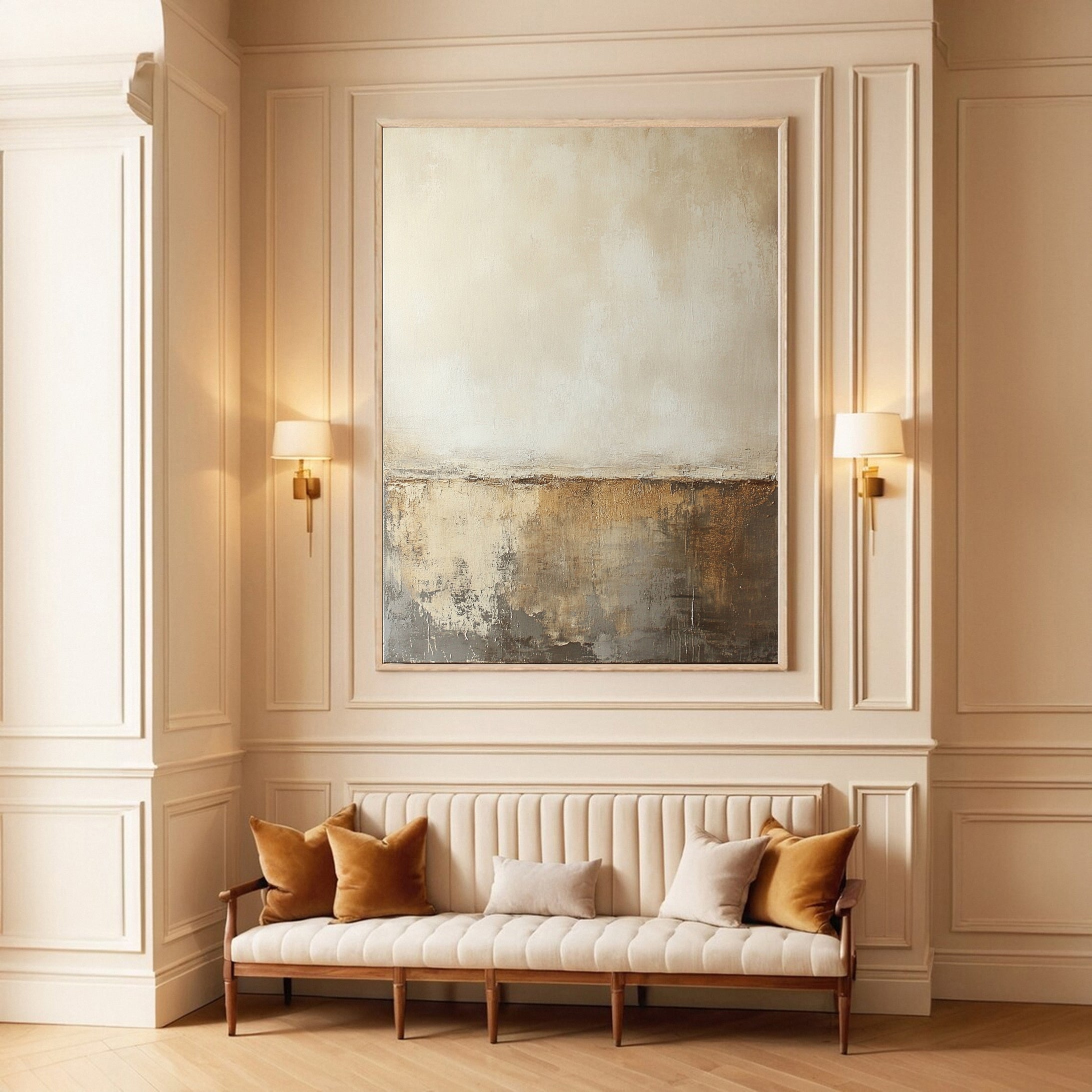 Elegant Decay Abstract Beige Wall Art #BBA 041