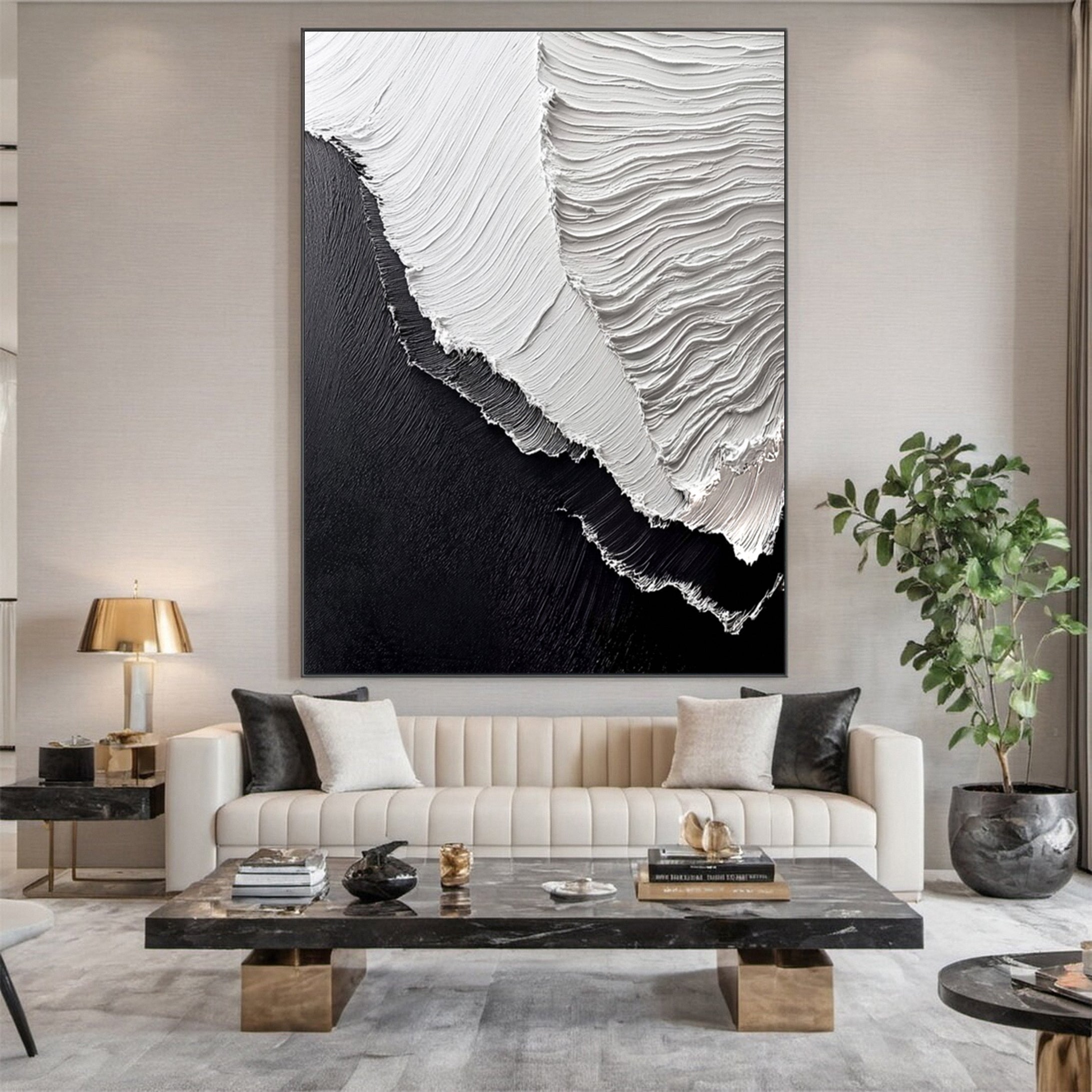 Dynamic Ocean Wave Canvas Art Textured Sea Painting #OS 066