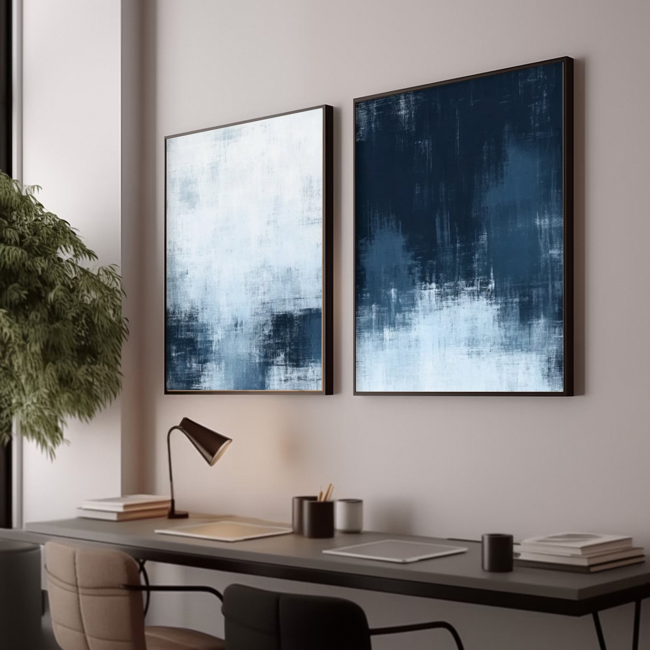 Dual-Tone Abstract Canvas Art Set Of 2 #BGS 006