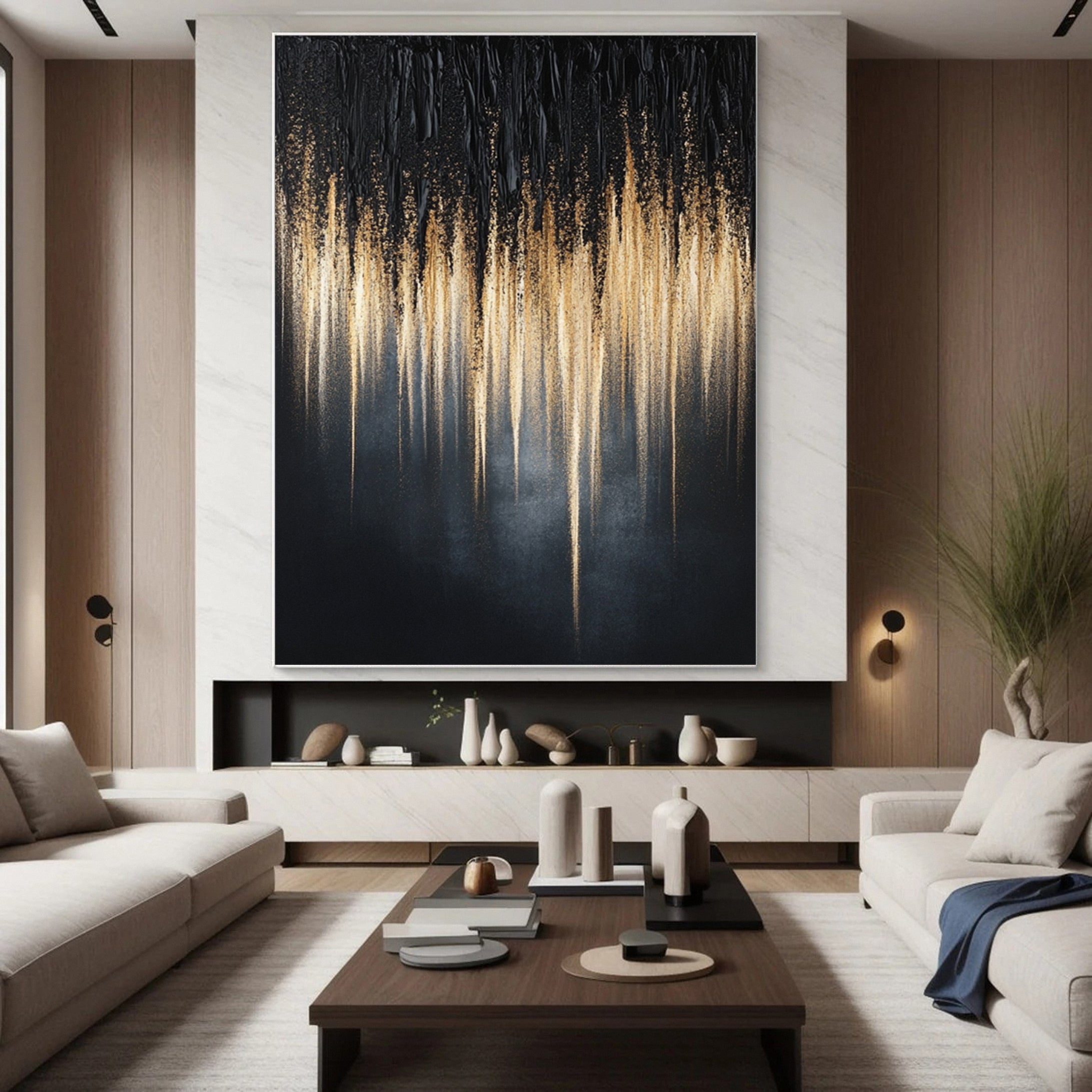 Midnight Gold Modern Abstract Wall Art #BM 093