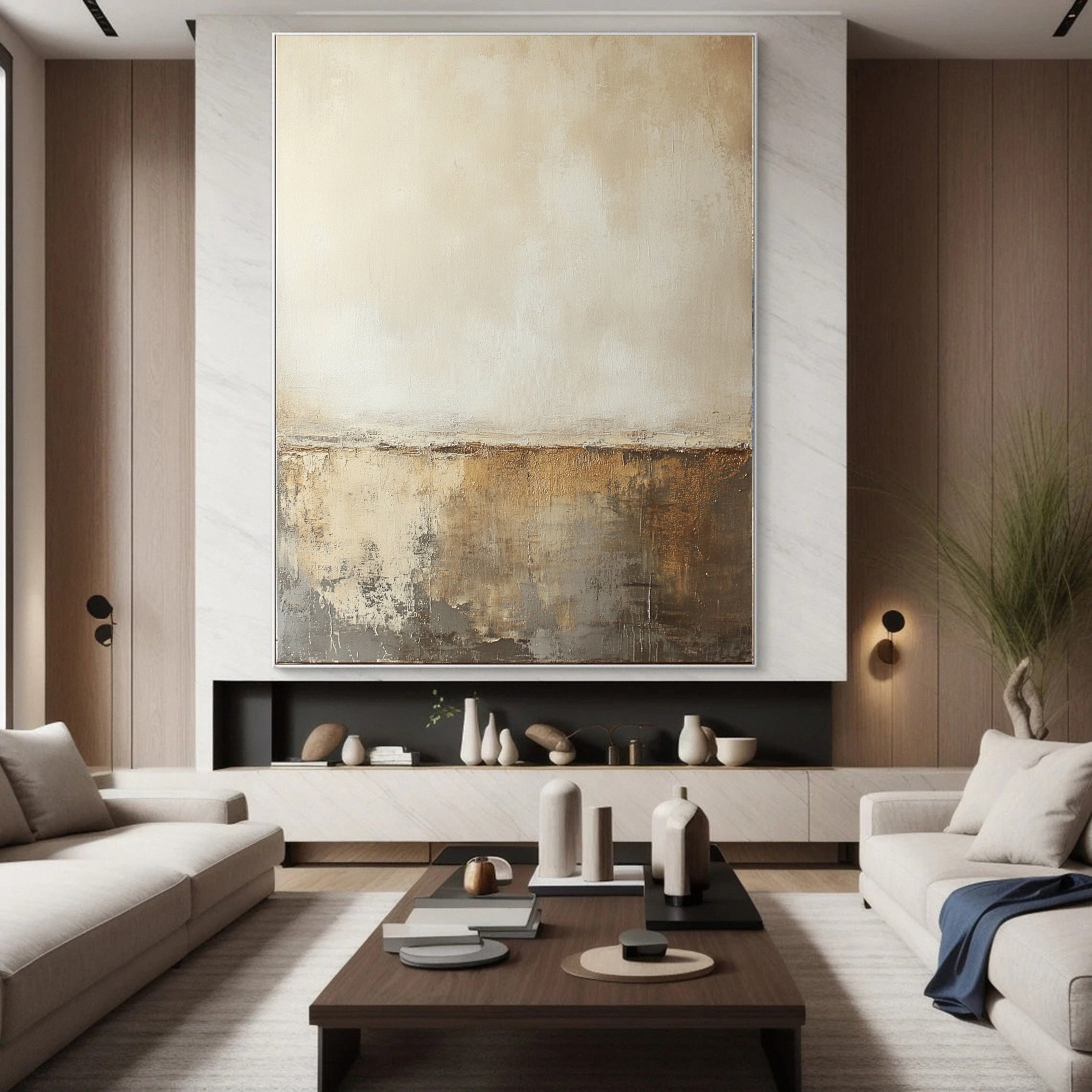 Elegant Decay Abstract Beige Wall Art #BBA 041