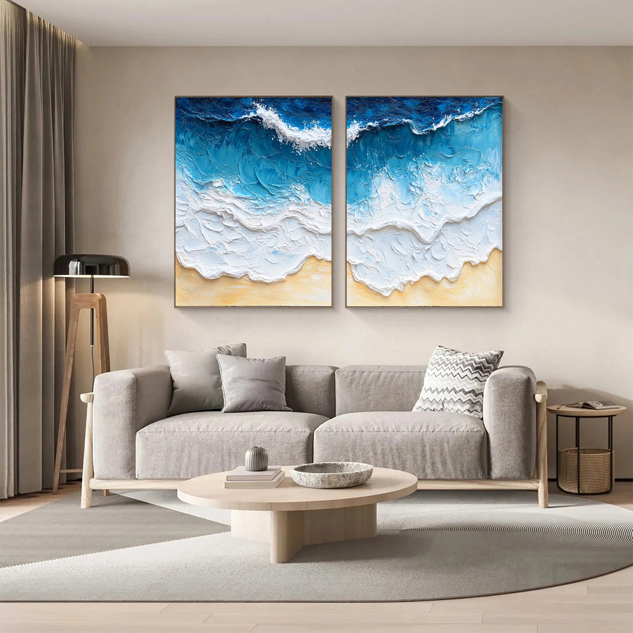 Large Textured Seascape Painting for Living Room Wall Art #OS 036