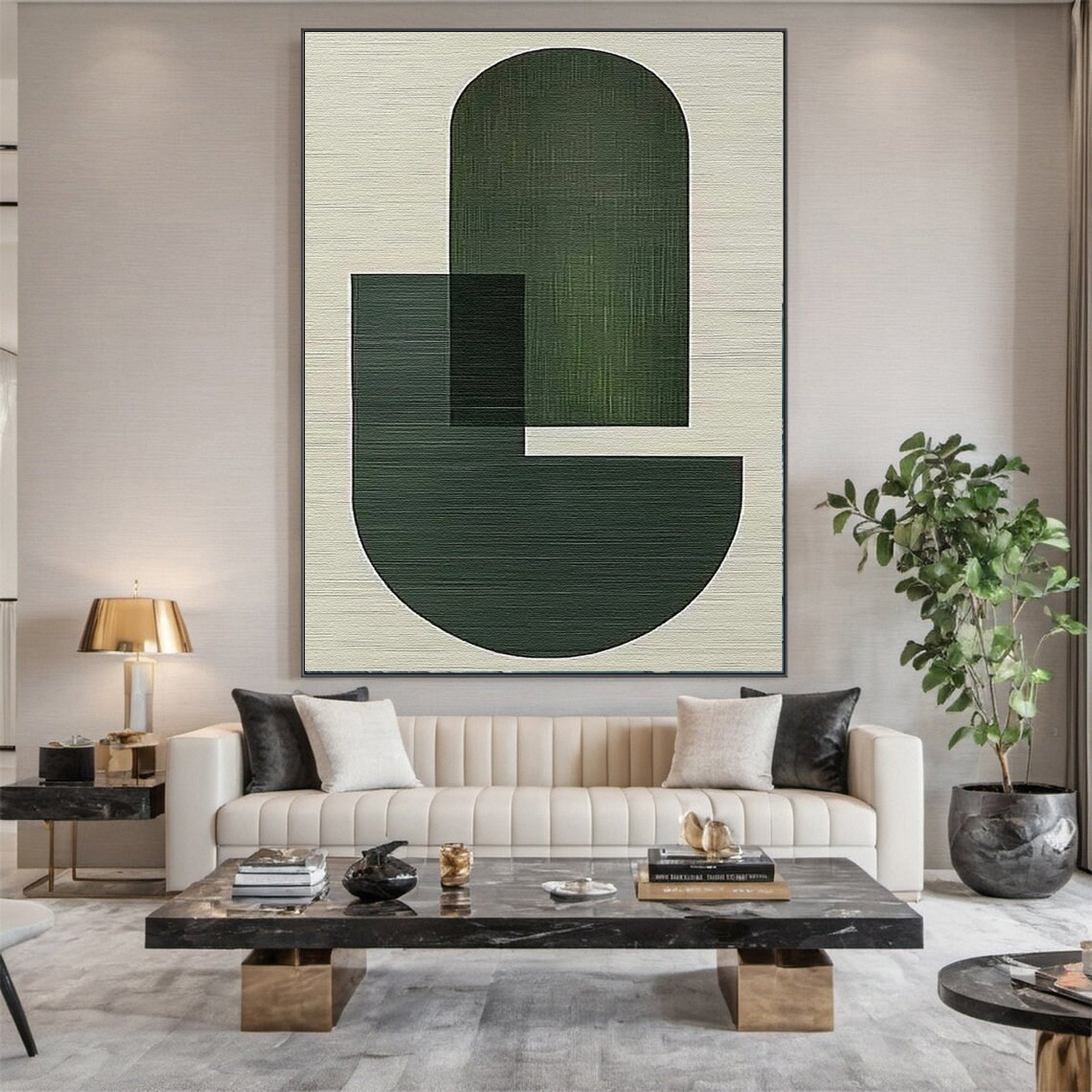 Green Zen Simplistic Abstract Art Canvas #BGA 005