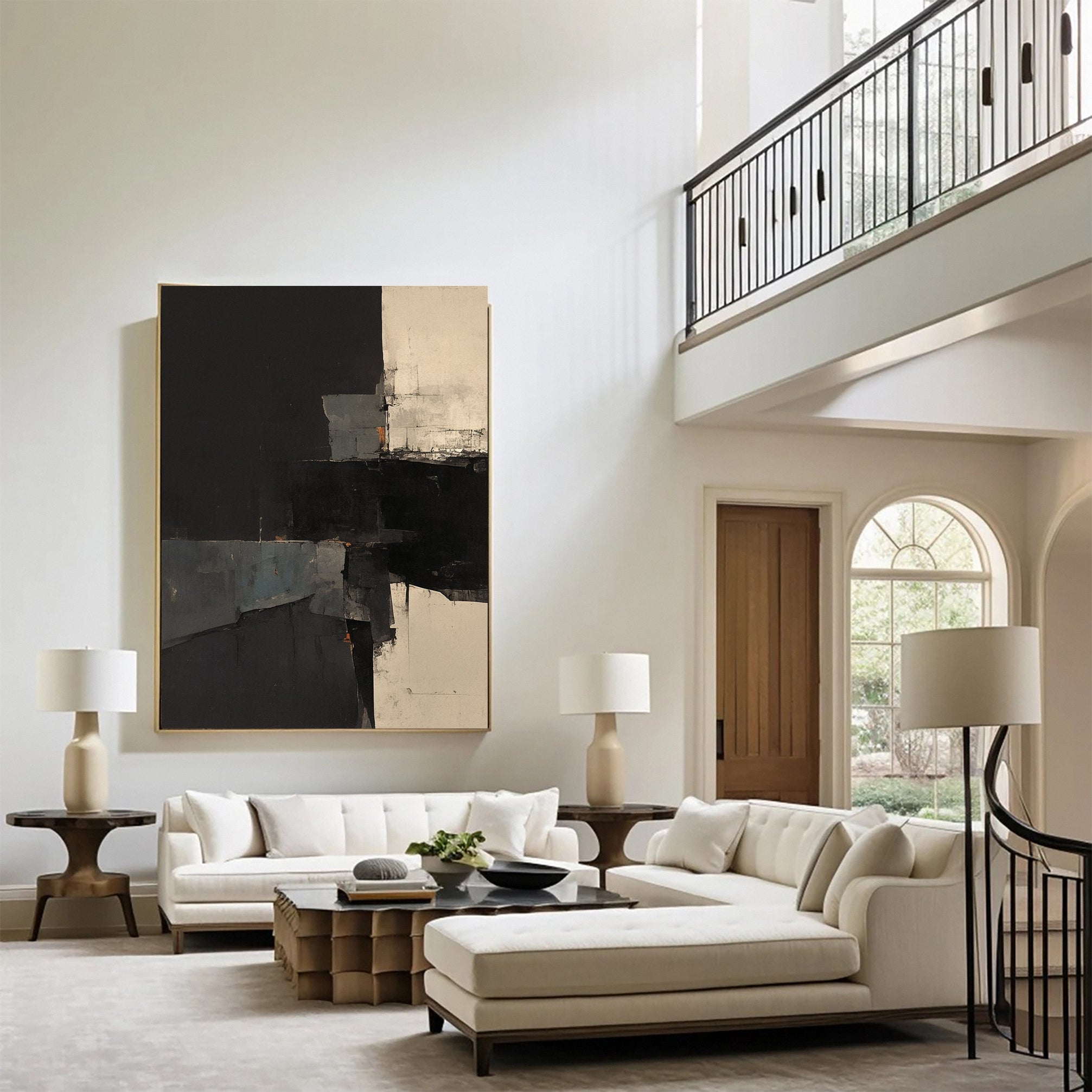 Monochrome Mastery Elegant Black & White Abstract Canvas #BWA 012