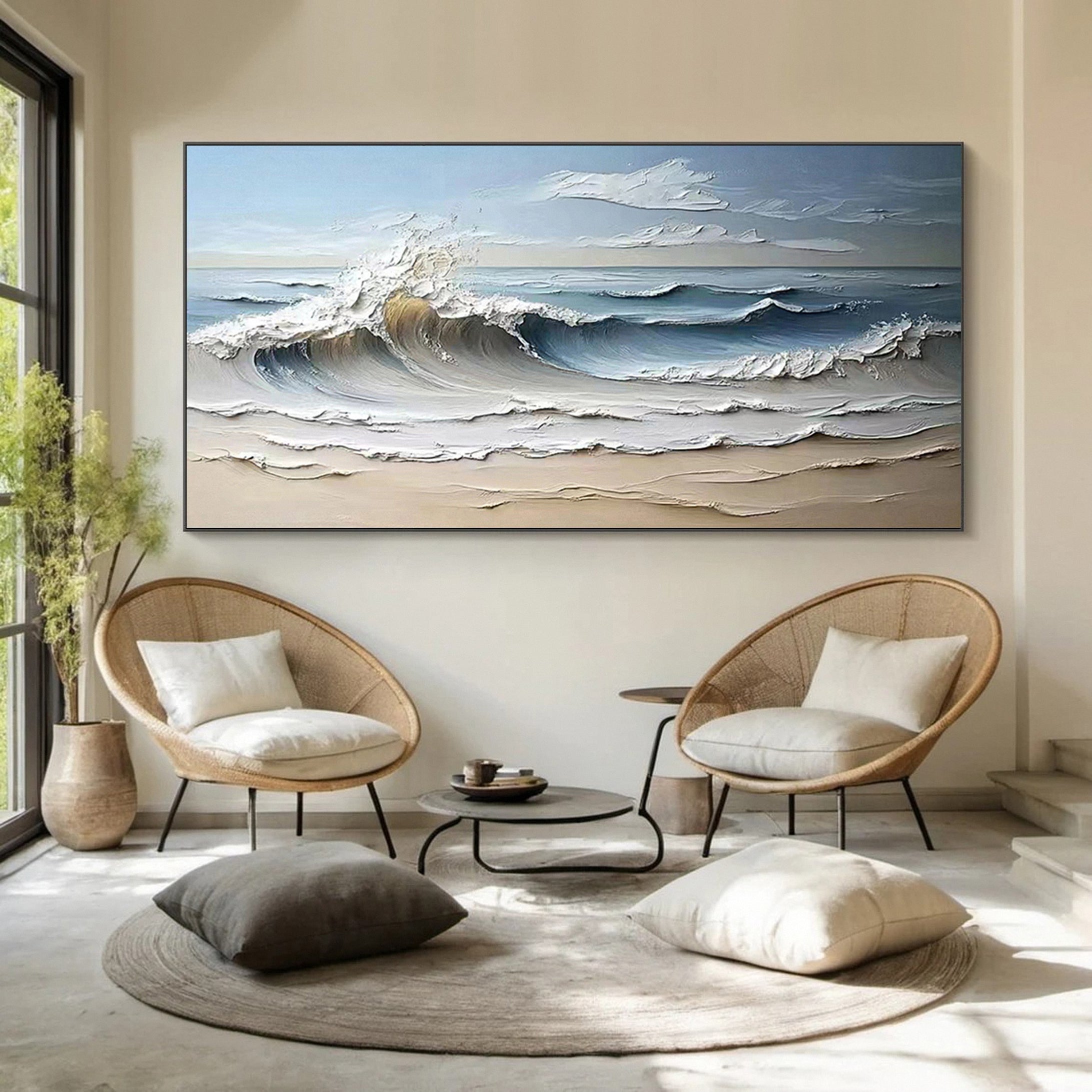 Large 3D Textured Ocean deals Acrylic Painting Framed Green Beach Painting Abstract Sea Wall Art Coastal Wall Art Beach Canvas Painting Wall Decor