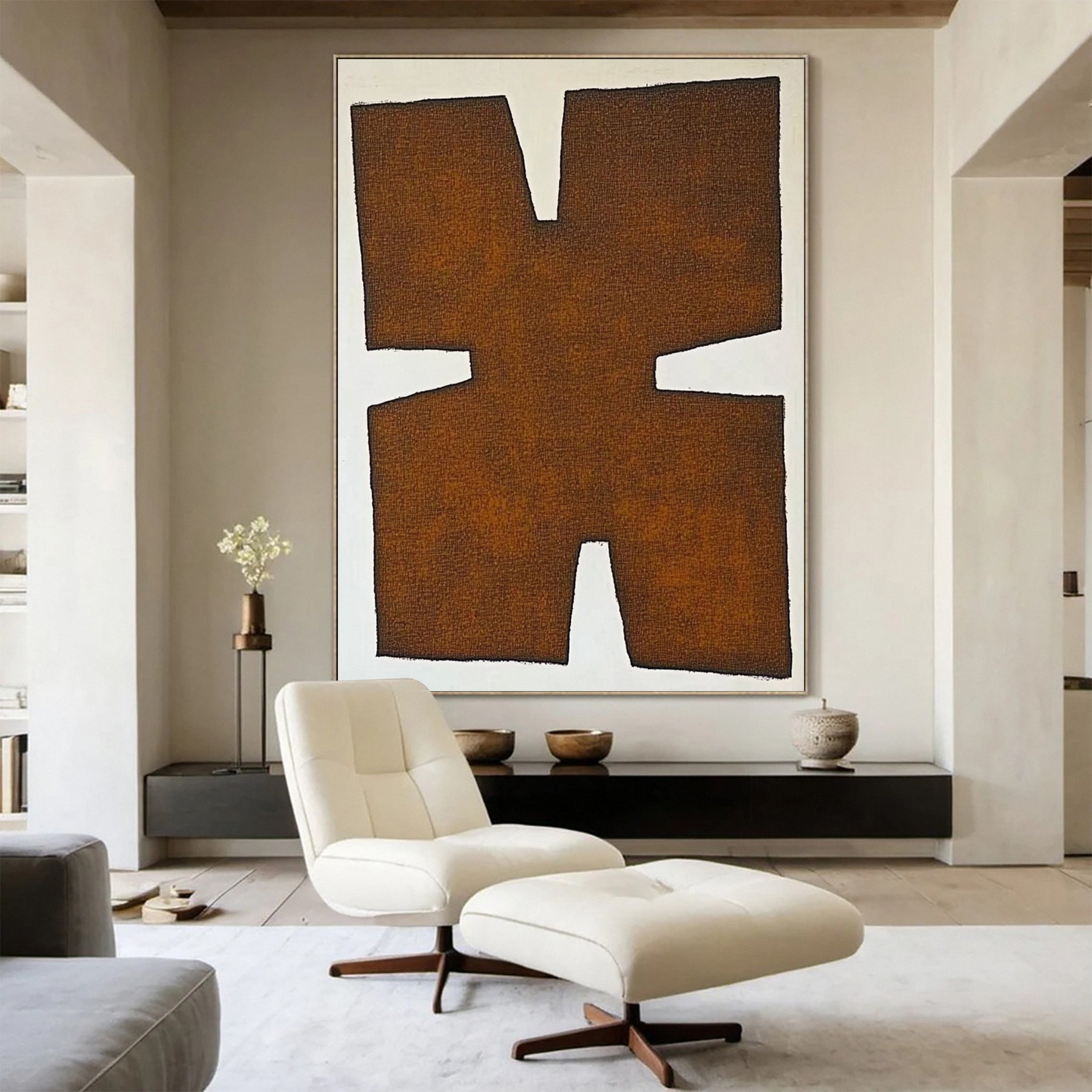 Rustic Geometry Modern Abstract Oil Painting #BBA 038