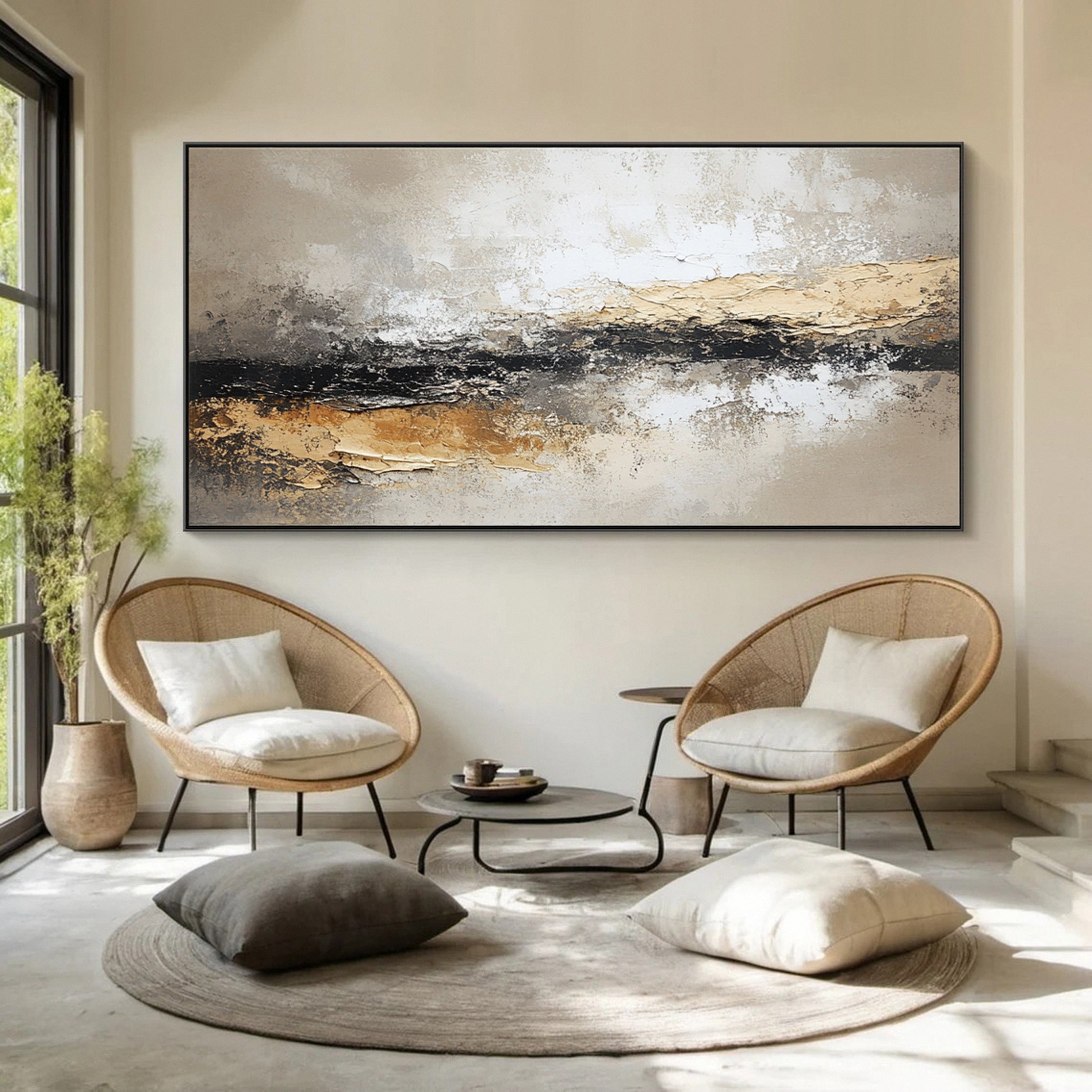 Rustic Harmony Large Abstract Earth Tones Painting #BBA 043