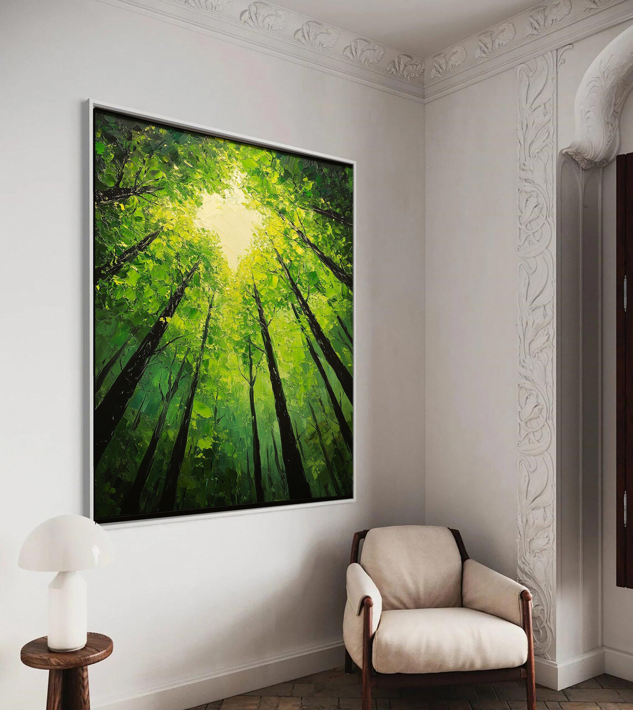 Vibrant Forest Landscape Painting Large Tree Canvas Art #FT 044