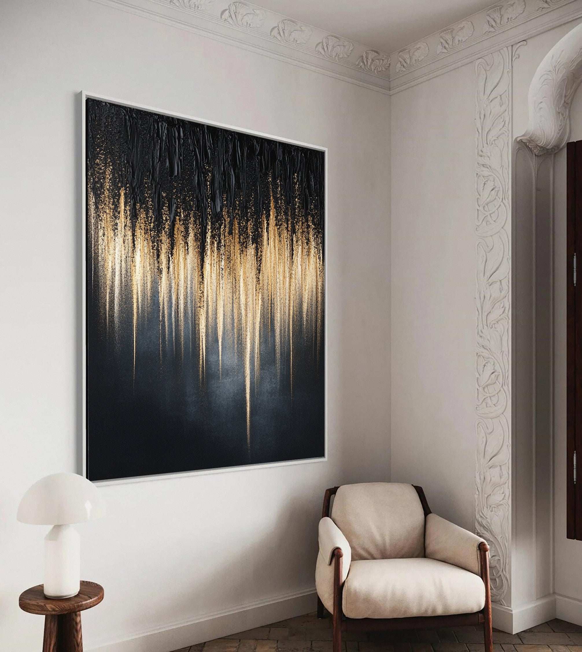 Midnight Gold Modern Abstract Wall Art #BM 093