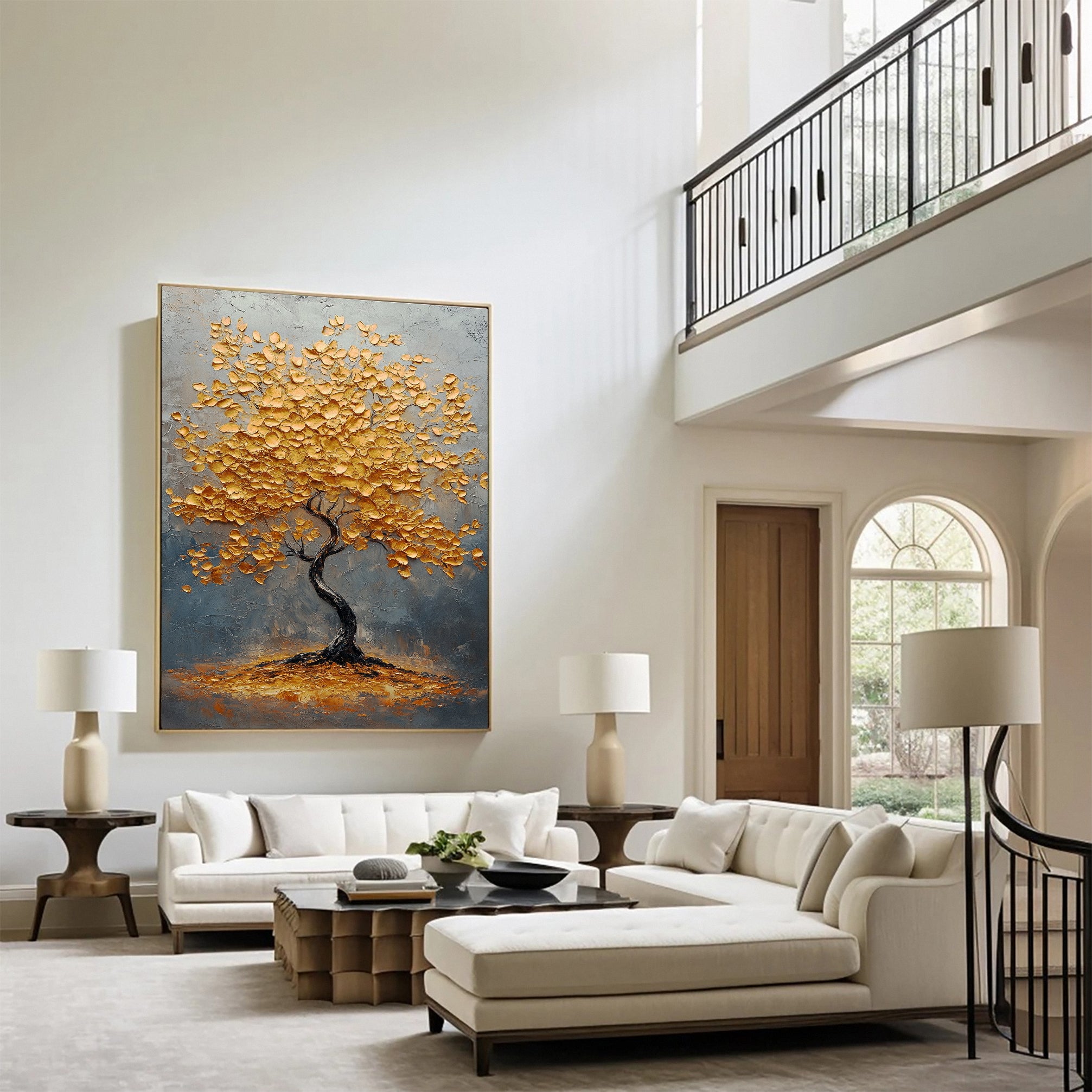 Golden Tree of Tranquility Canvas Art Luxurious Wall Decor #FT 061