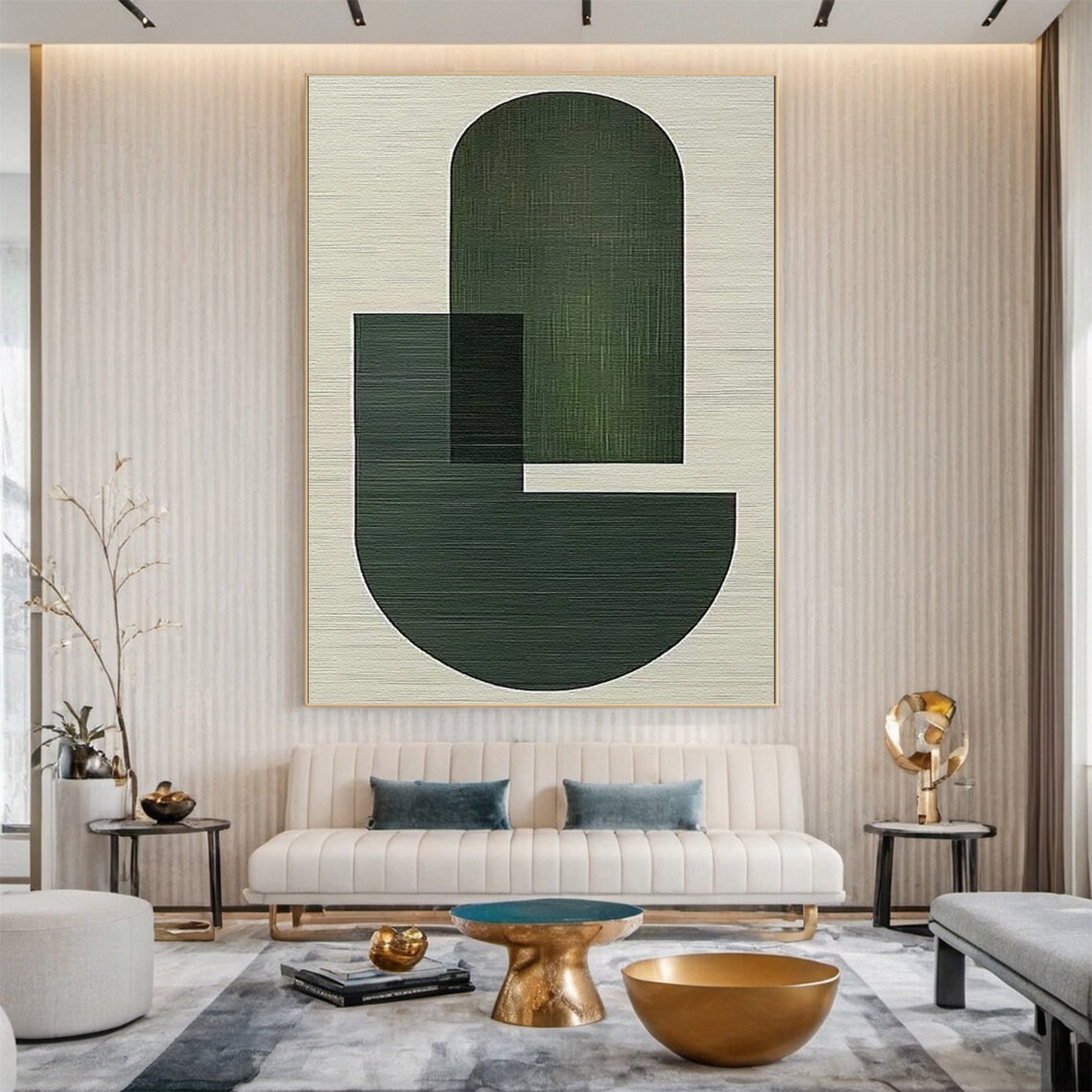 Green Zen Simplistic Abstract Art Canvas #BGA 005