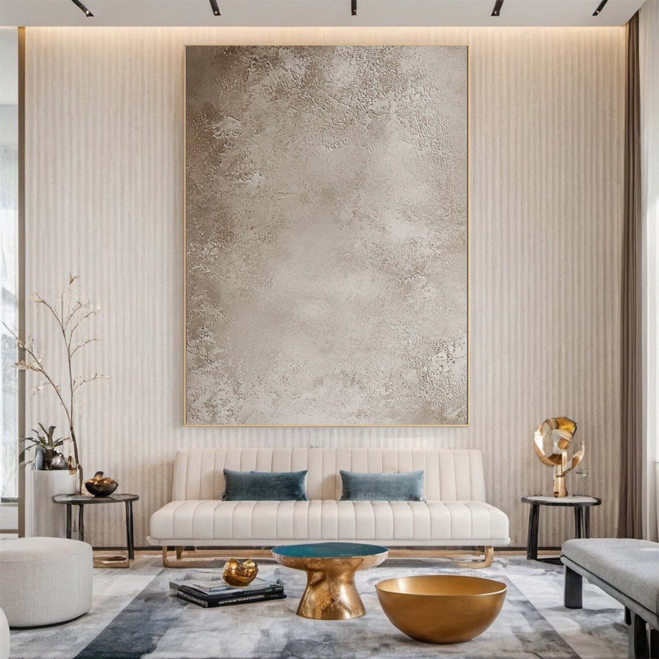 Silent Sands Beige Abstract Canvas Art #BBA 037