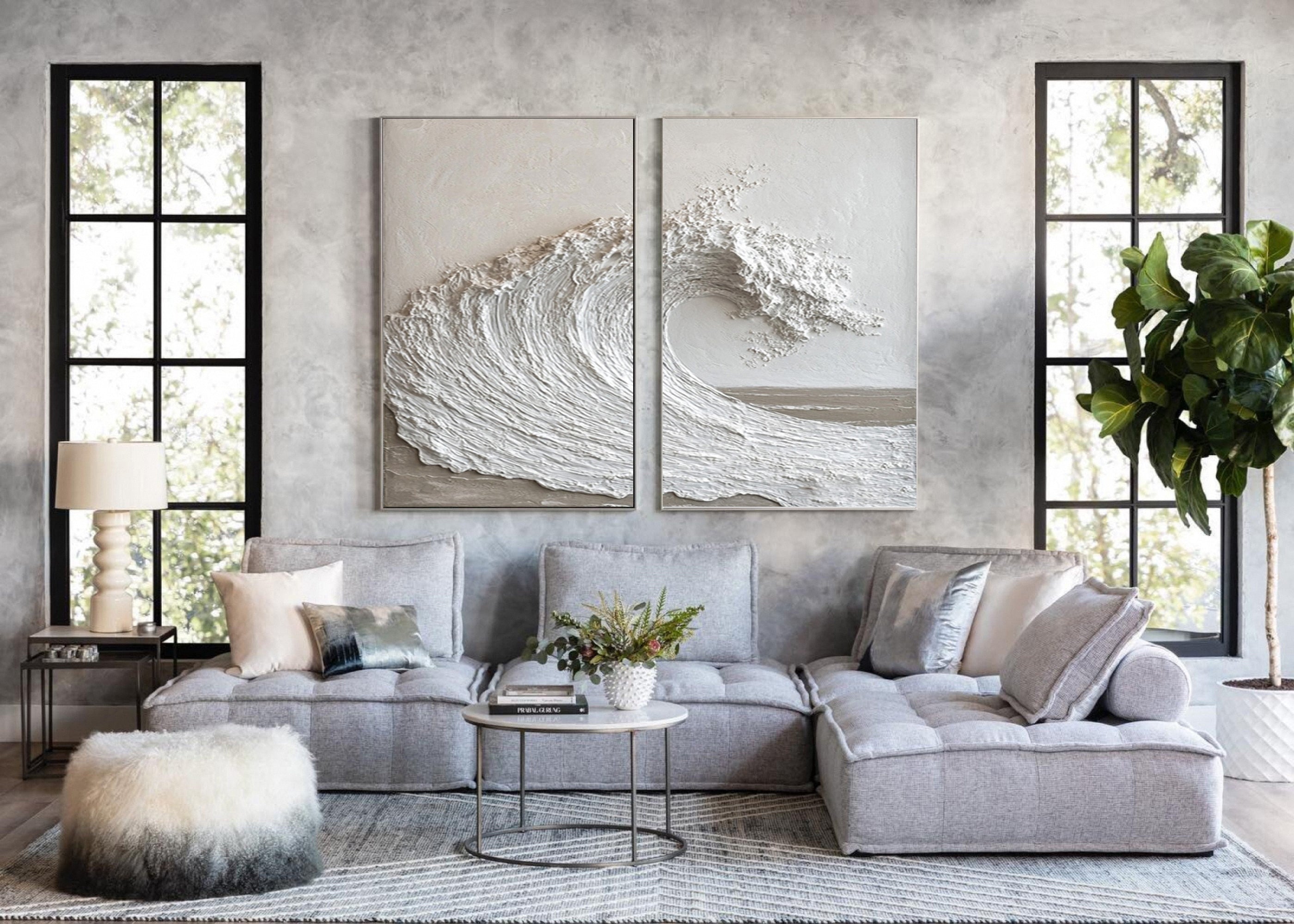 Textured Ocean Wave Art 3D Oil Painting for Modern Home Decor #BBS 011