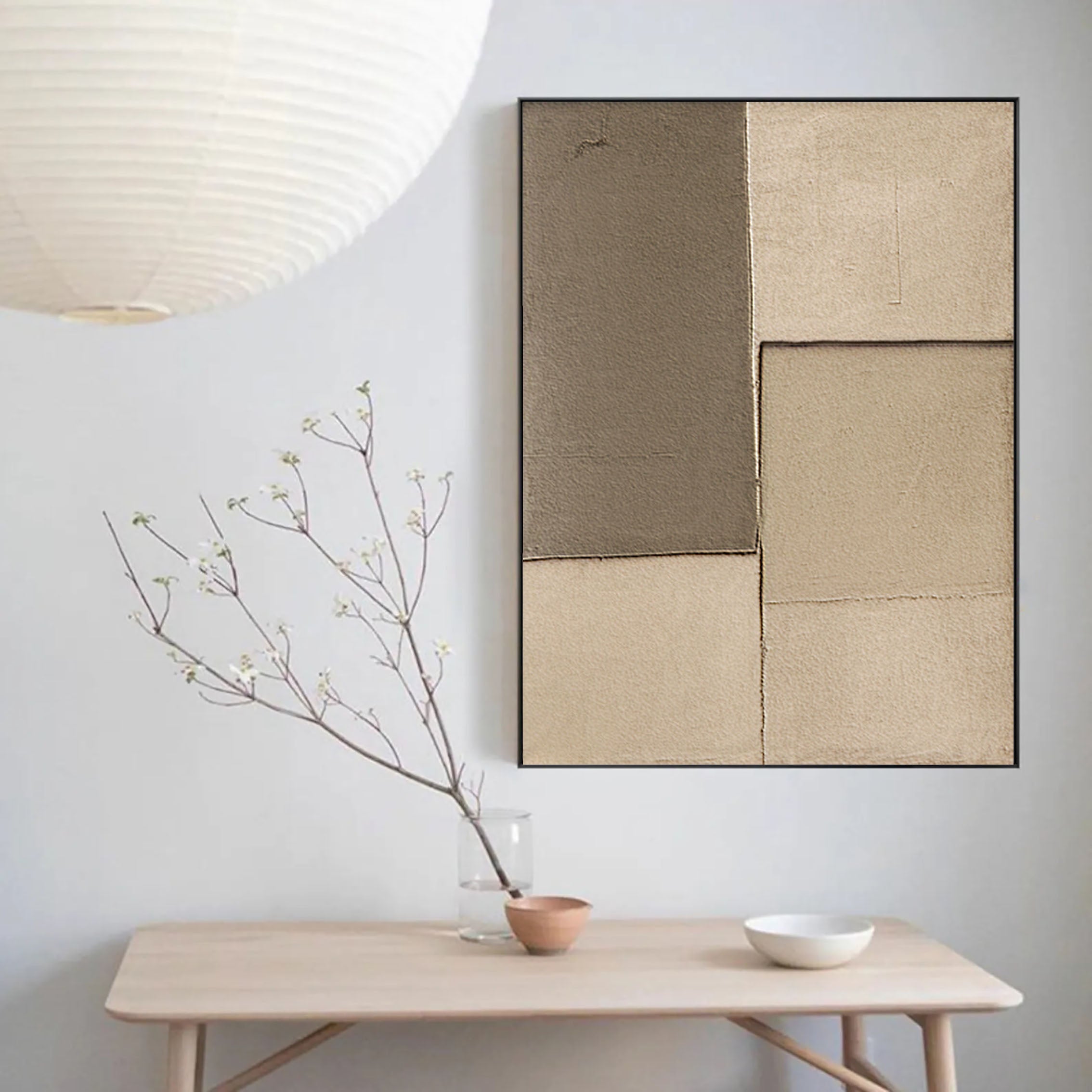 Beige & Brown Abstract Painting #LL 038