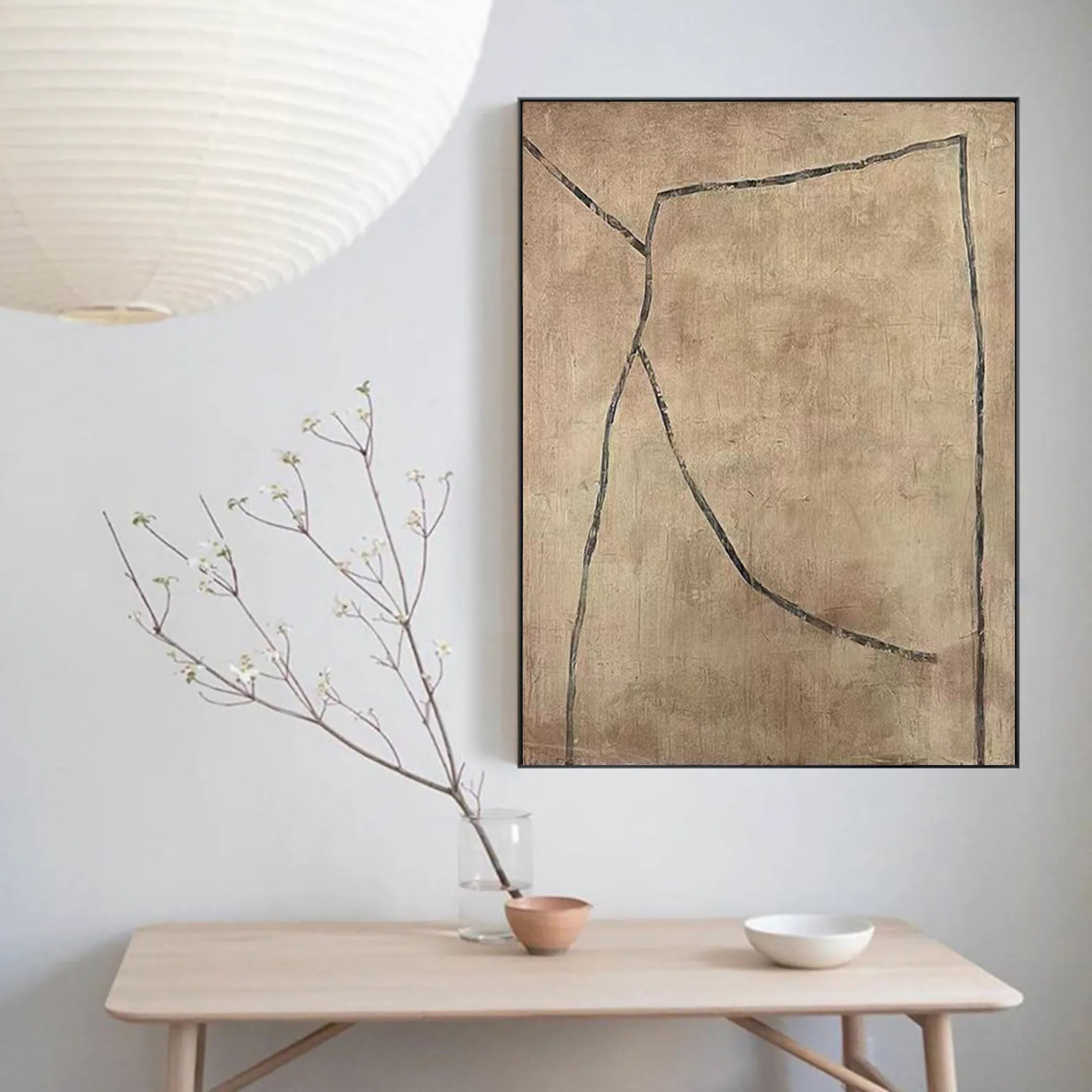 Beige & Brown Abstract Painting #LL 018