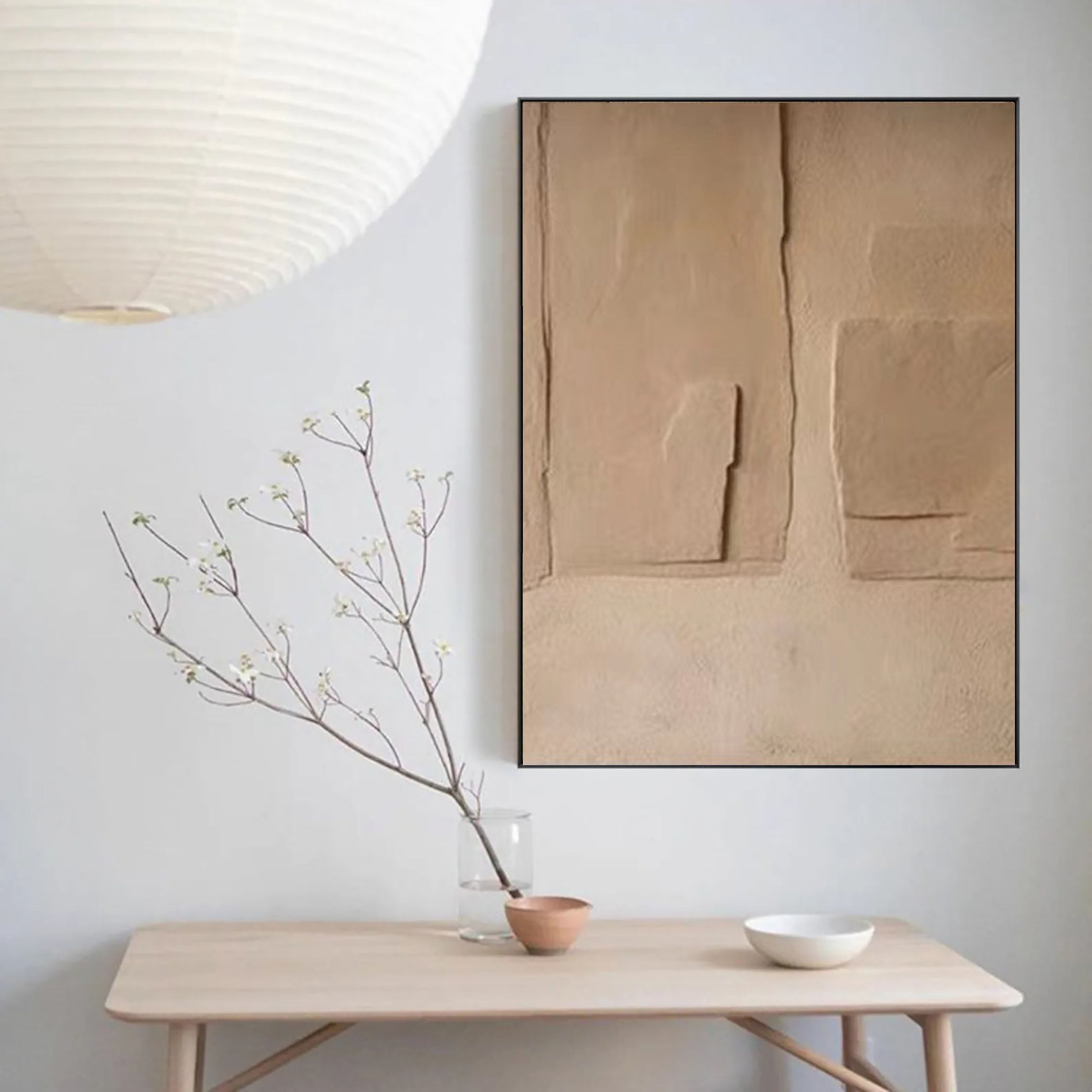 Beige & Brown Abstract Painting #LL 020