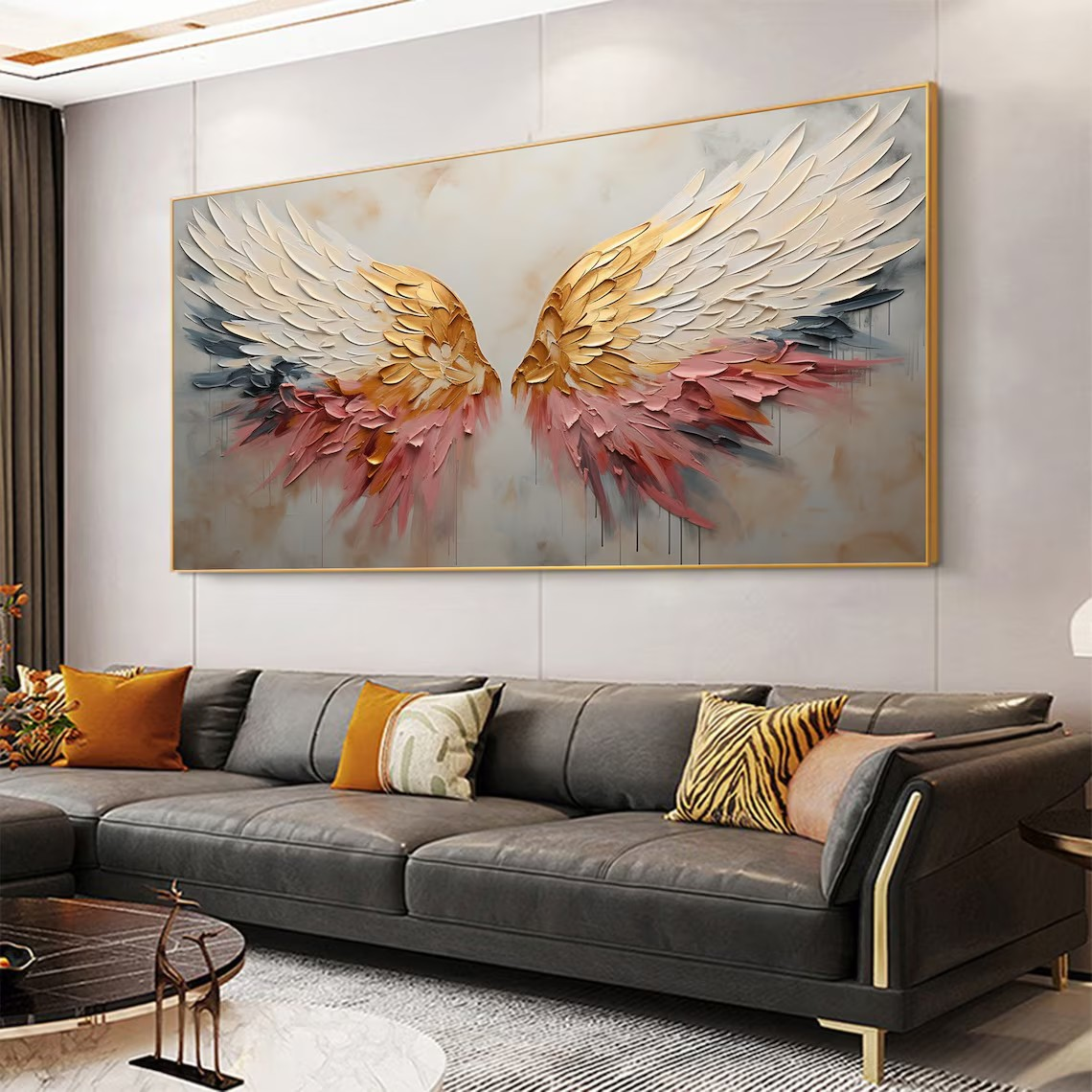 3D Angel Wing Abstract Wall Art in Soft Tones #BGA 022