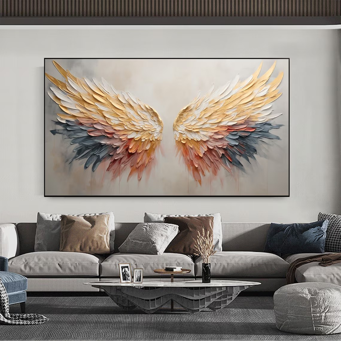 3D Angel Wing Abstract Wall Art in Soft Tones #BGA 021