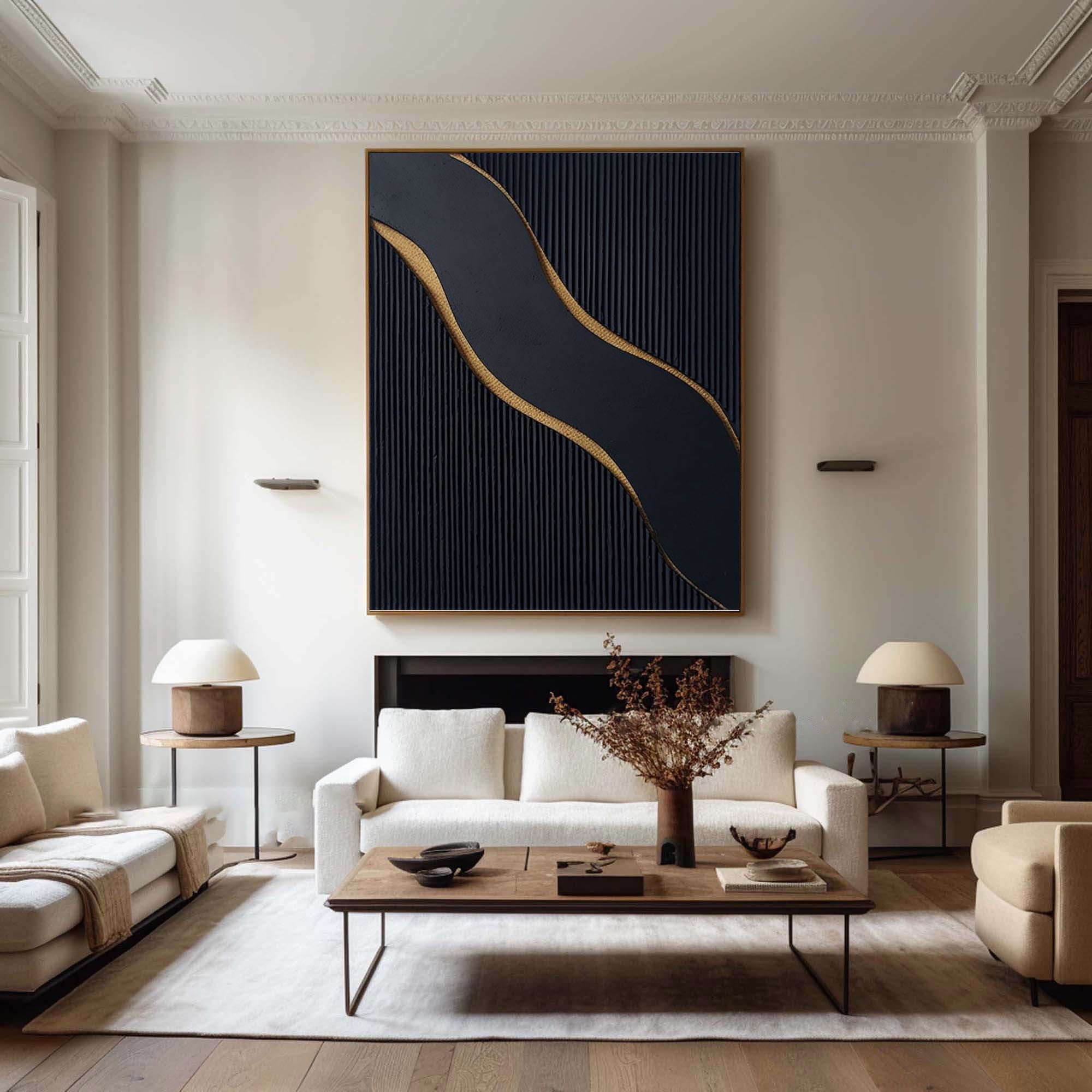 Elegant Black and Gold Abstract Wall Art for Modern Interiors #BM 038