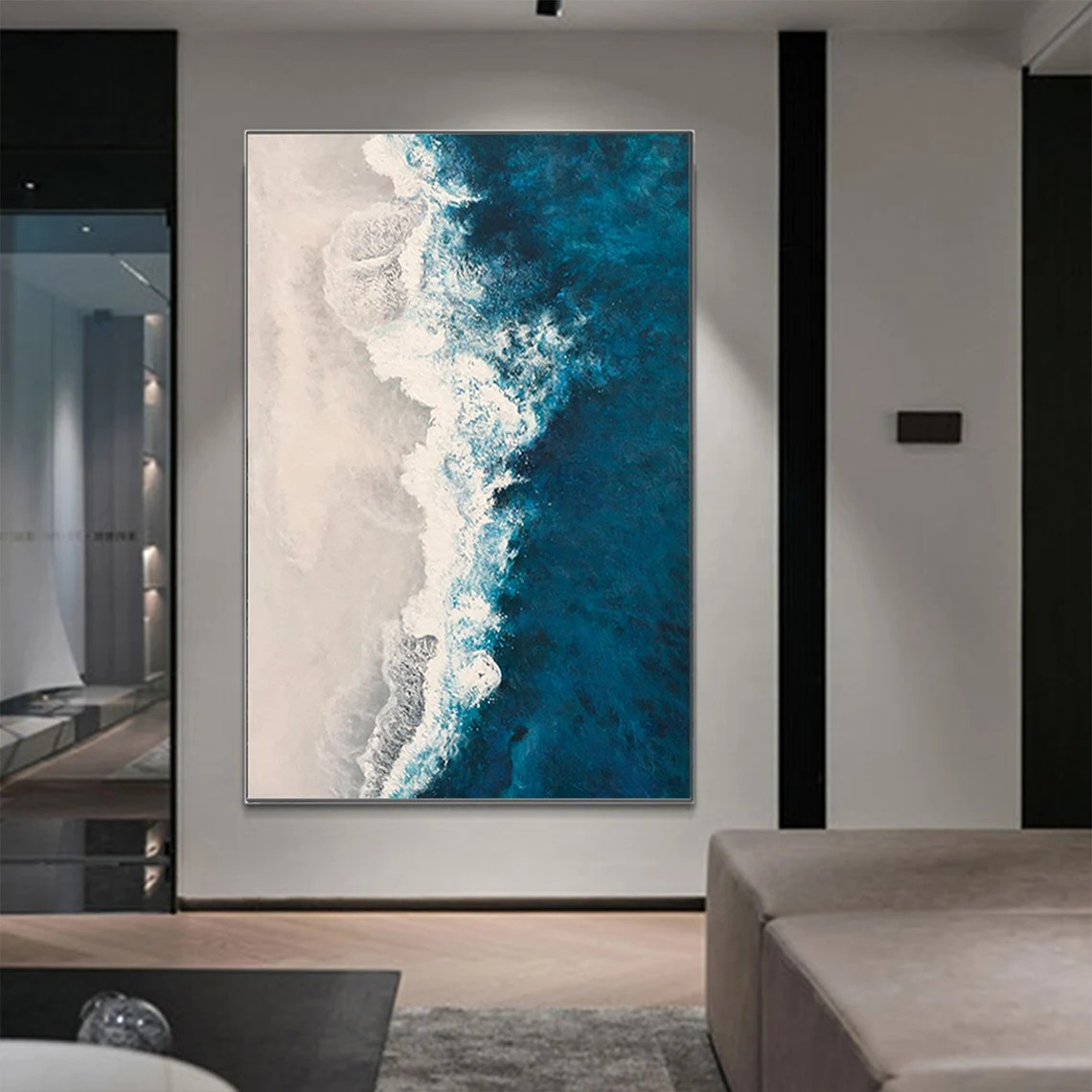 Coastal Wall Art with Deep Blue Ocean and Sand  #BGA 010