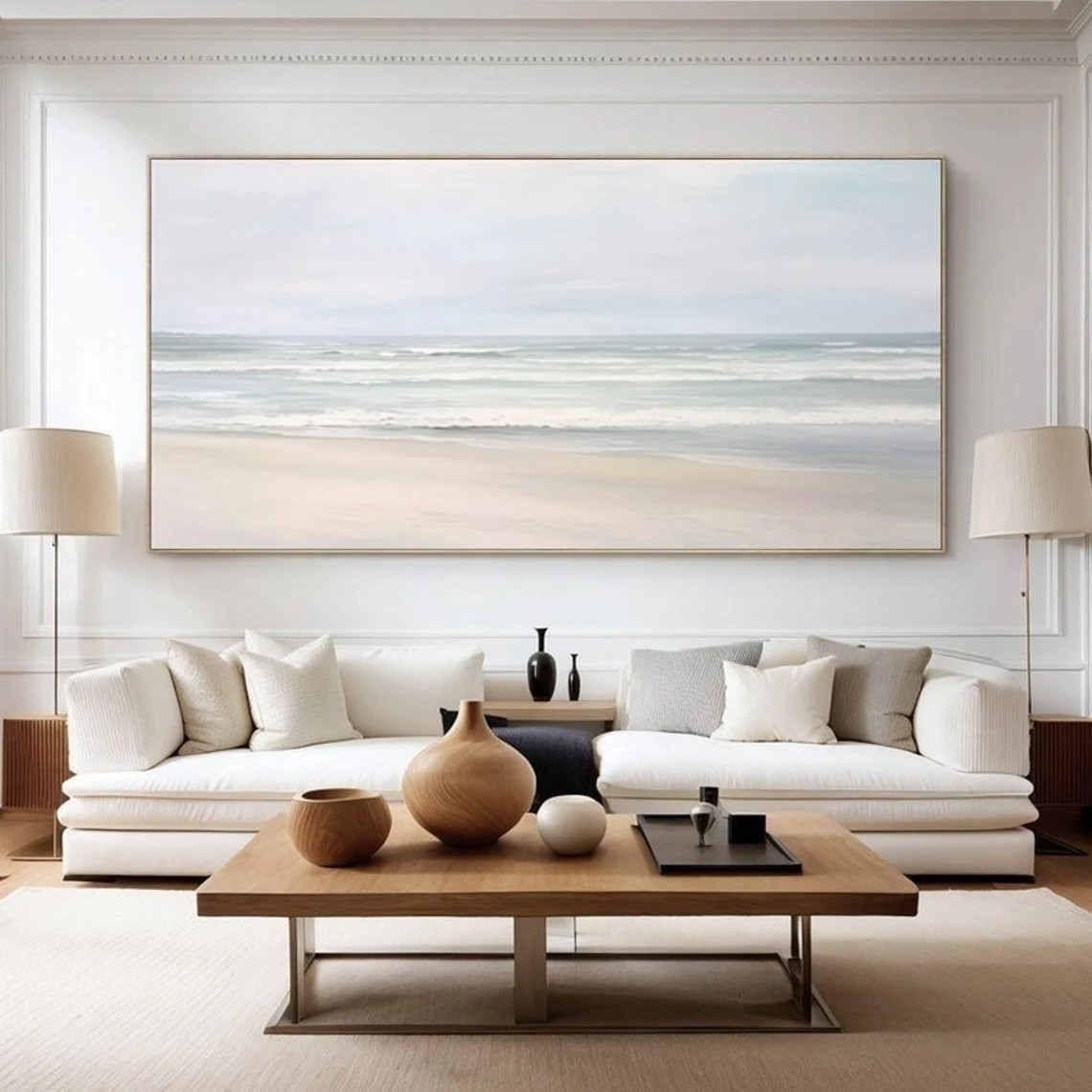 Minimalist Coastal Landscape Canvas Art #BGA 034