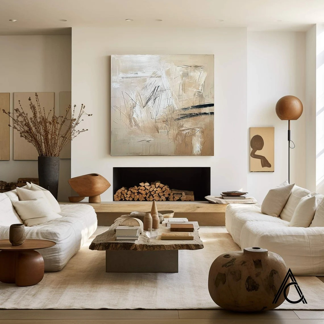 Contemporary Abstract Art in Warm Neutral Tones #WSA 015