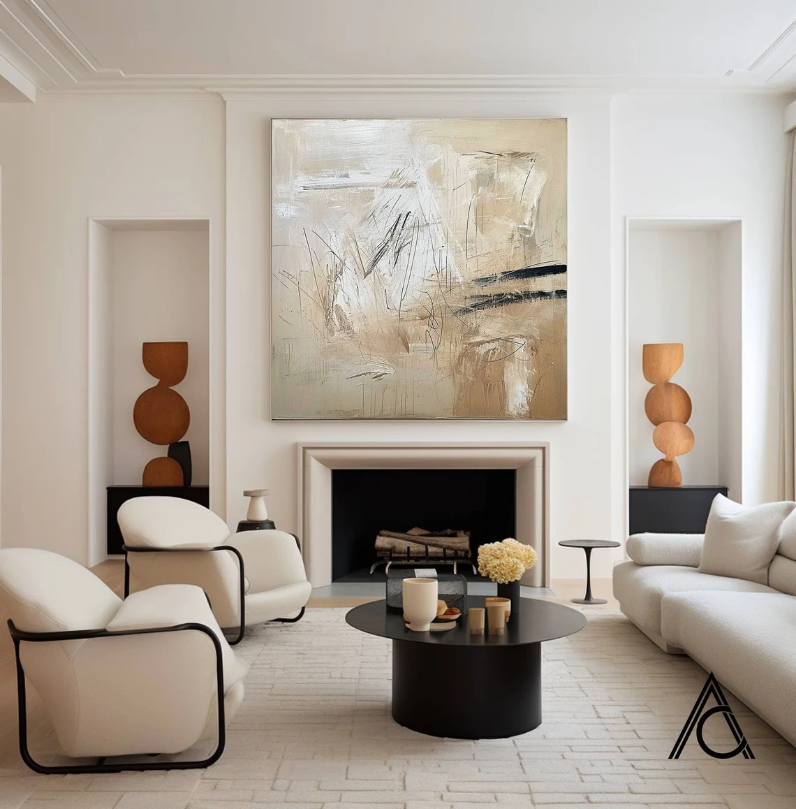 Contemporary Abstract Art in Warm Neutral Tones #WSA 015