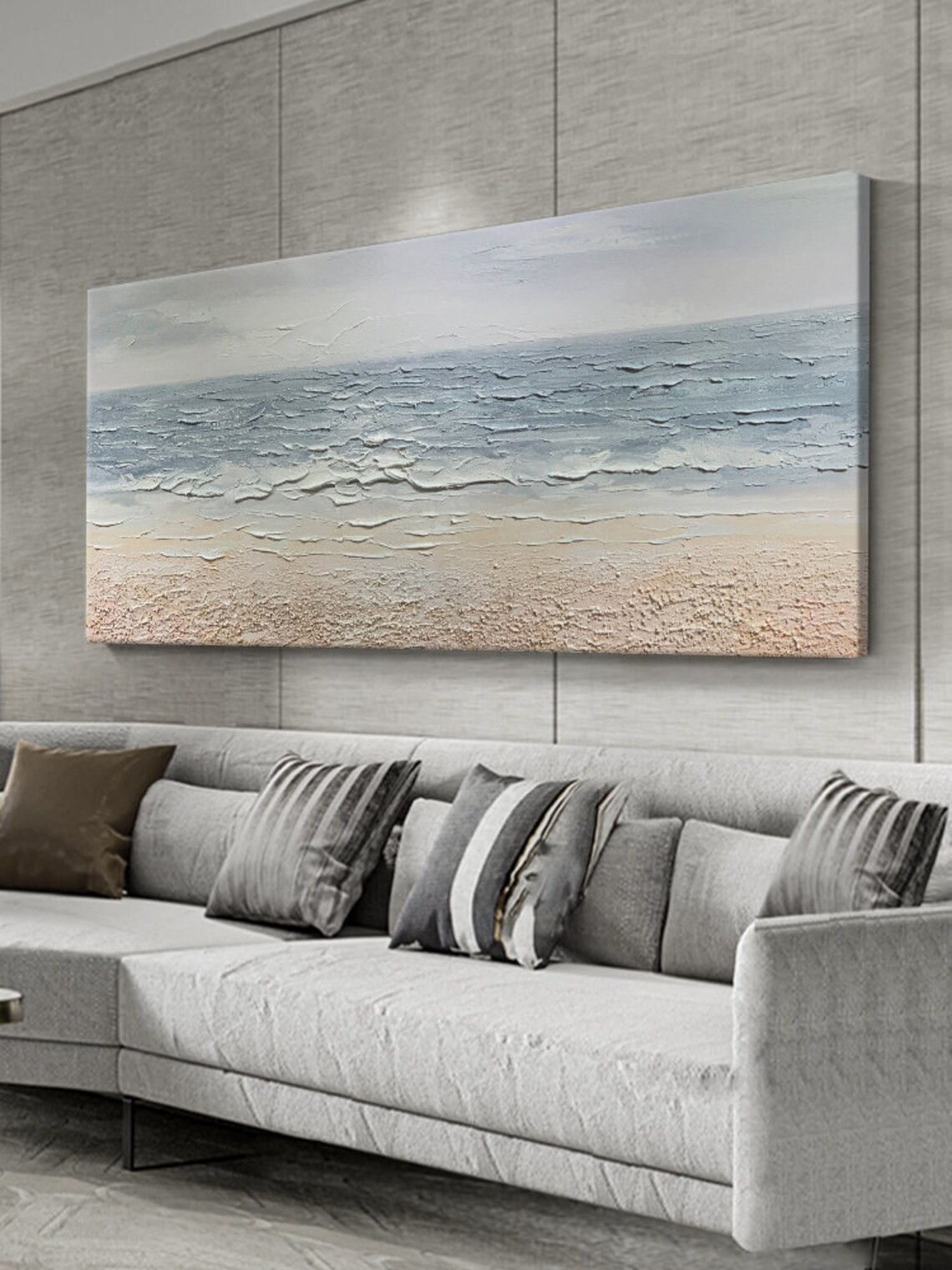 Textured Ocean and Beach Scene Wall Art #BGA 025