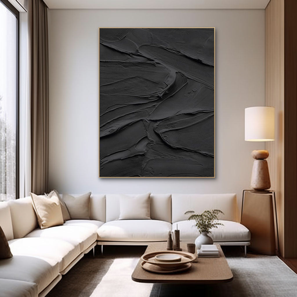 Textured Black buy White painting, Modern Black And White Abstract Painting, Oversized Painting On Canvas, Living Room Wall Art, Sofa Wall Art