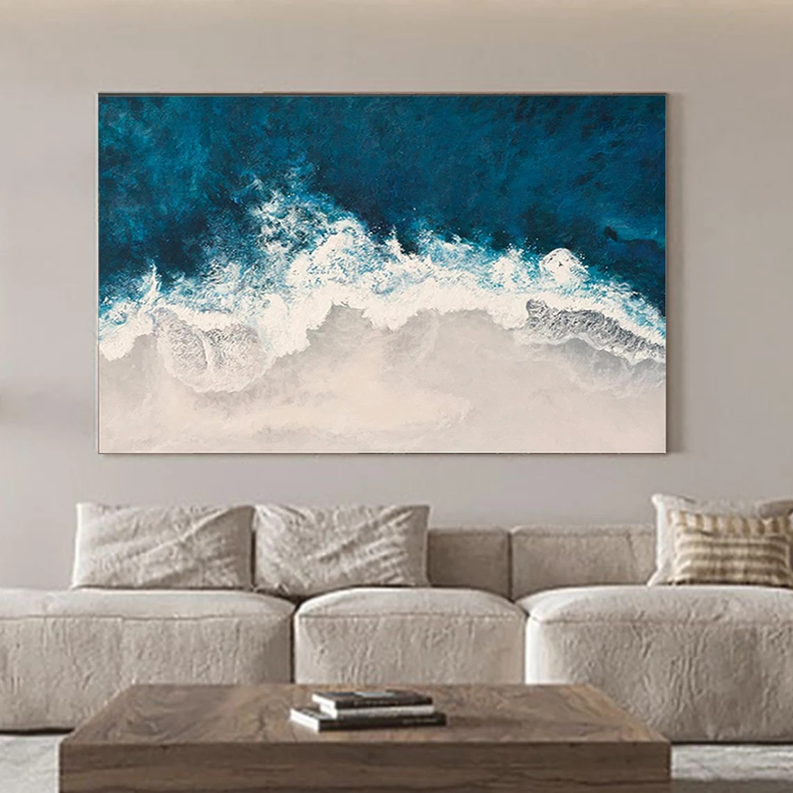 Coastal Wall Art with Deep Blue Ocean and Sand  #BGA 010