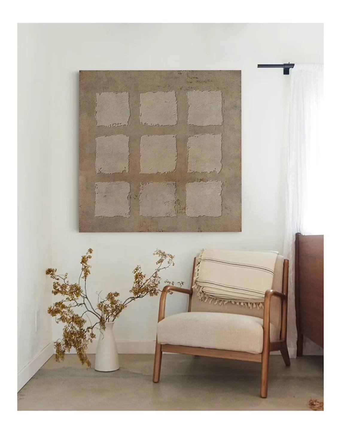 Earthy Minimalist Grid Wall Art #WSA 013