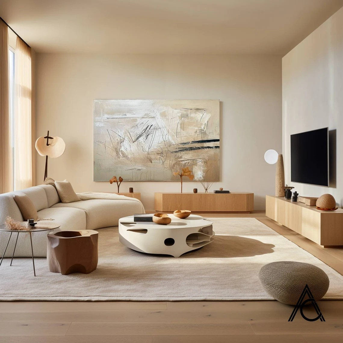 Contemporary Abstract Art in Warm Neutral Tones #WSA 015