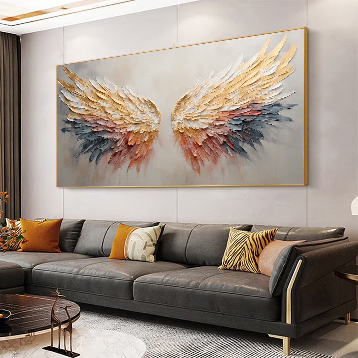 3D Angel Wing Abstract Wall Art in Soft Tones #BGA 021