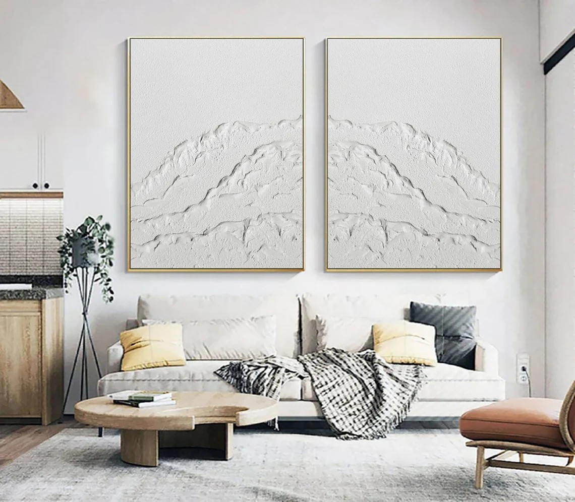 Minimalist White Textured Wall Art Set #BGA 017