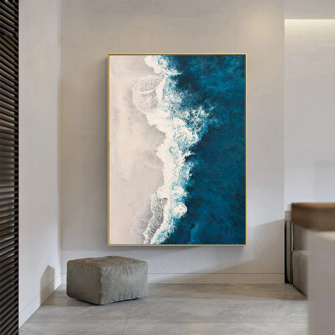 Coastal Wall Art with Deep Blue Ocean and Sand  #BGA 010