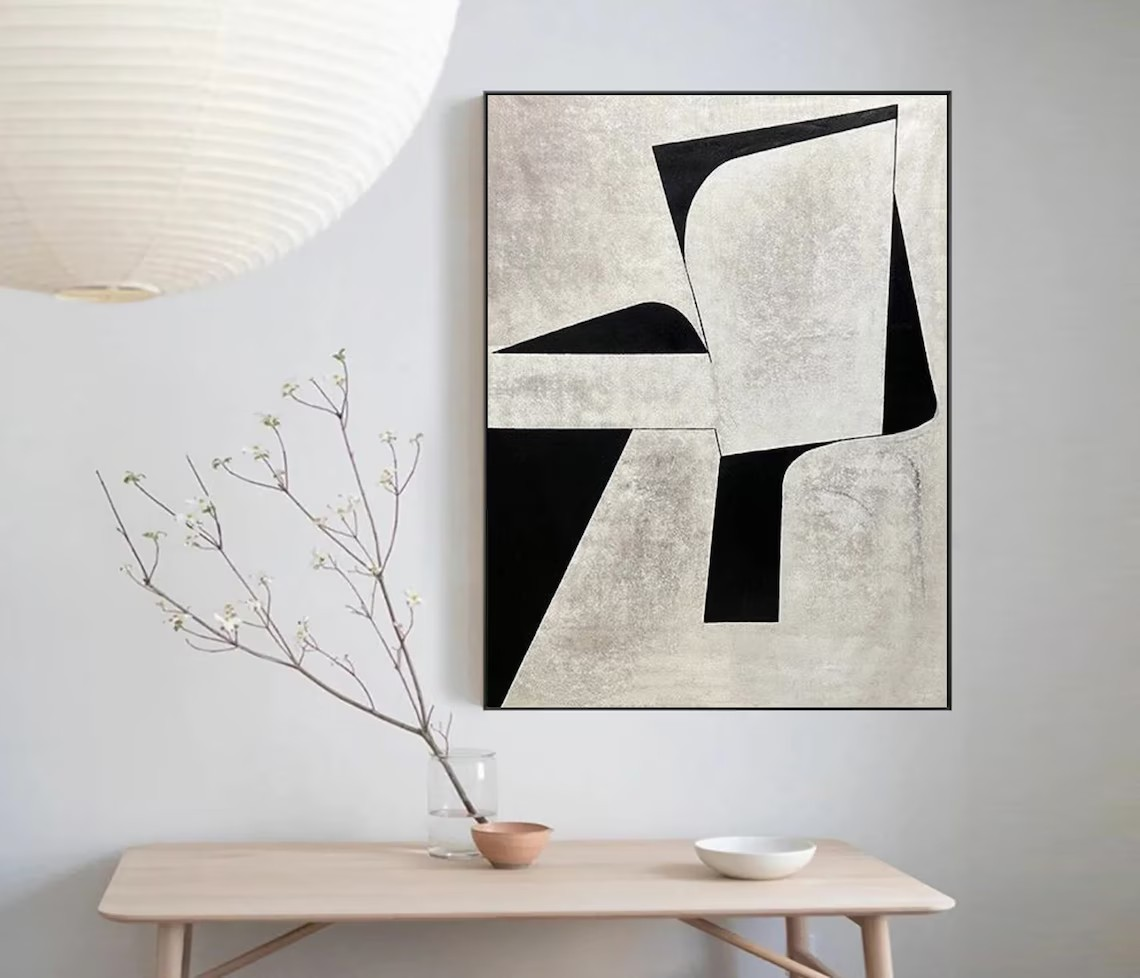 Minimalist Black and White Abstract Wall Art #BGA 037