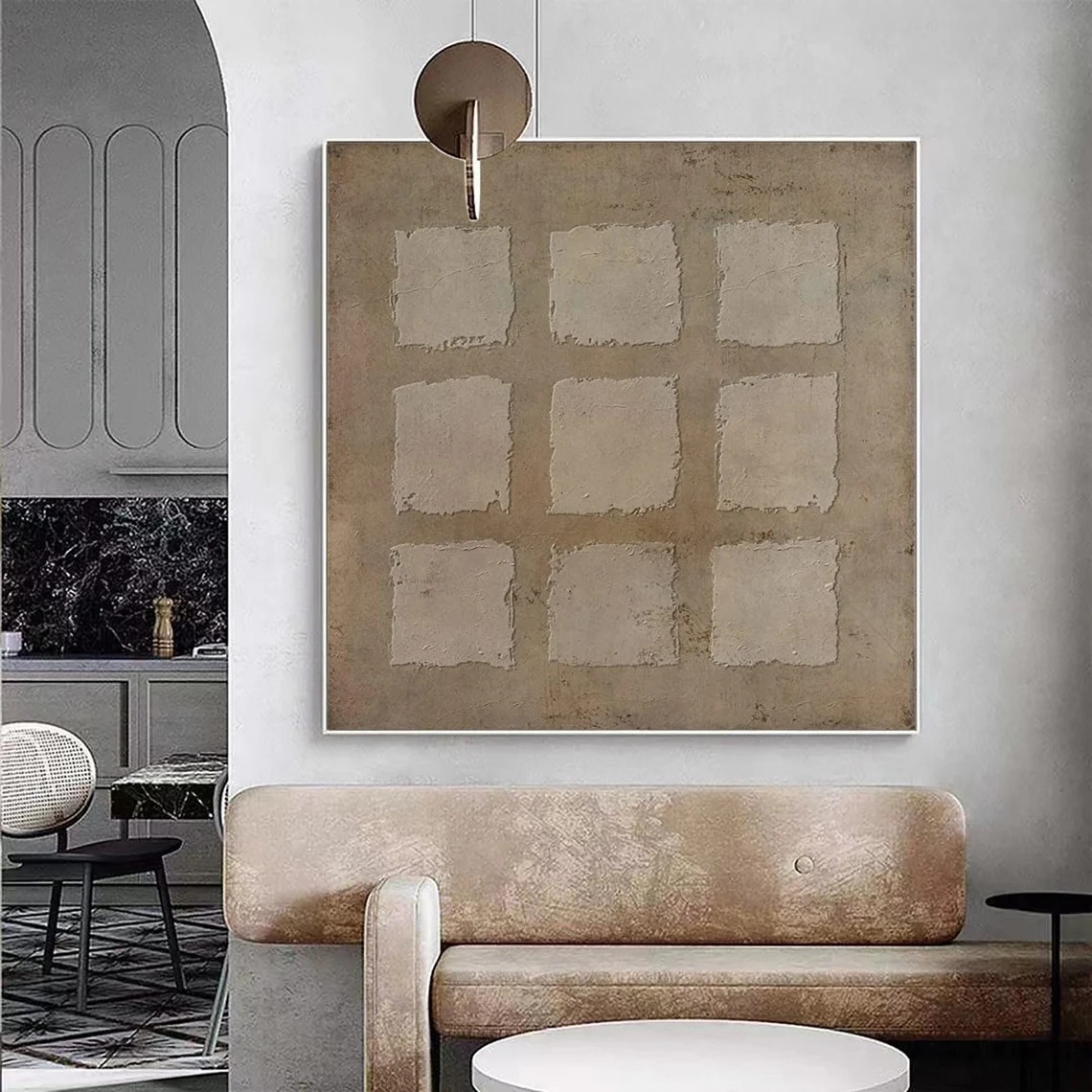 Earthy Minimalist Grid Wall Art #WSA 013