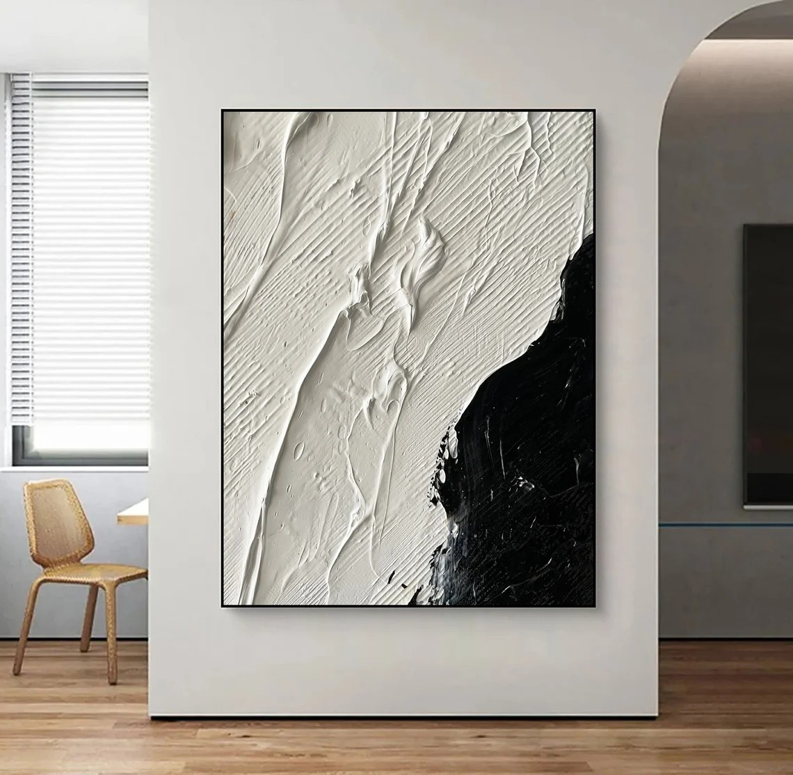 Modern Black and White Textured Wall Art #BGA 016