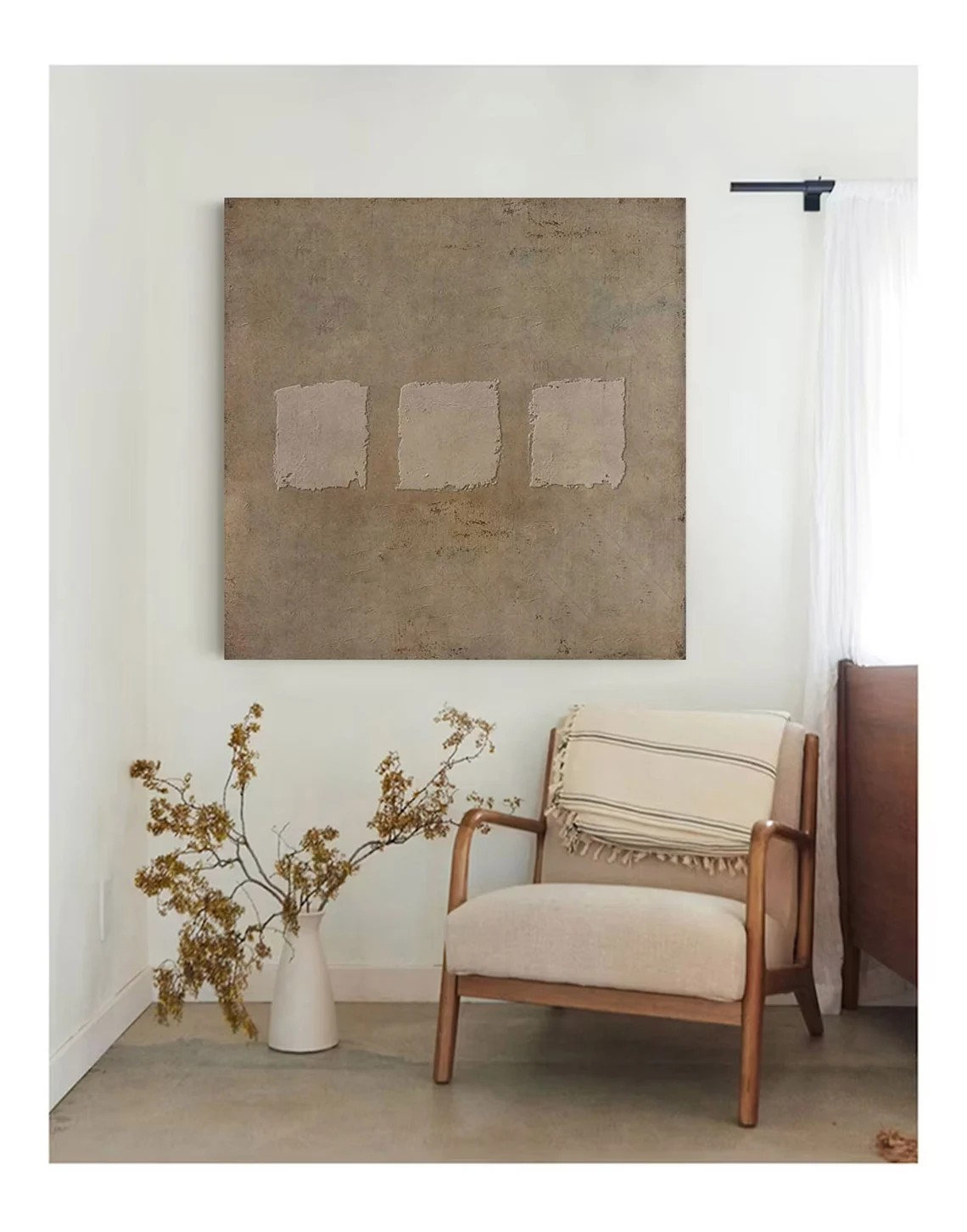 Chic Neutral Toned Modern Abstract Wall Art  #WSA 010