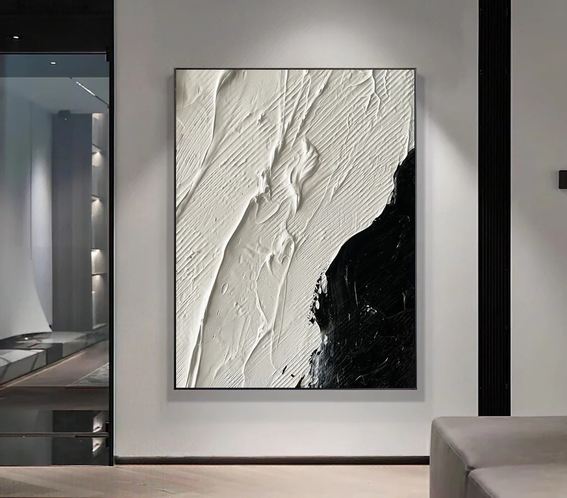 Modern Black and White Textured Wall Art #BGA 016