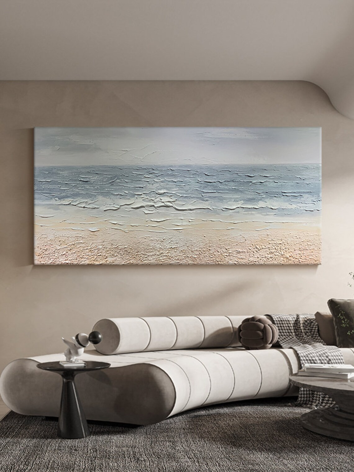 Textured Ocean and Beach Scene Wall Art #BGA 025