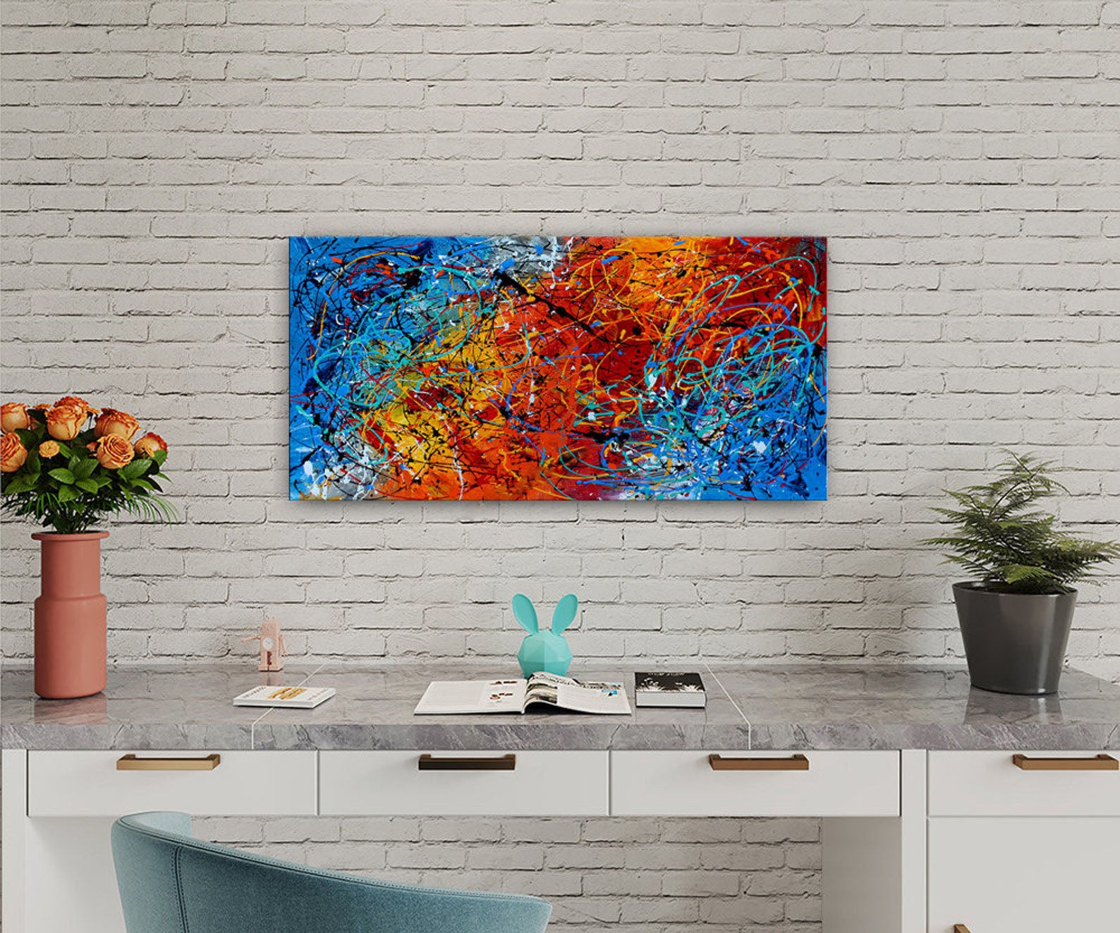 Abstract Art Paintings – Bright and Bold Colorful Canvas Art #CWA 003