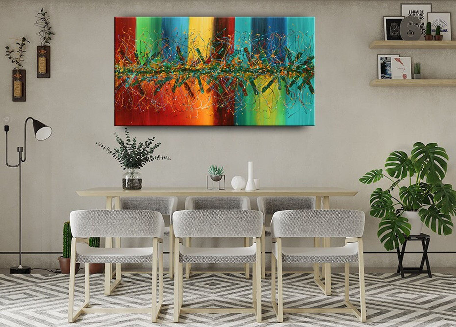 Jackson Pollock-Inspired Extra-Large Multicolor Abstract Wall Art  #CWA 011